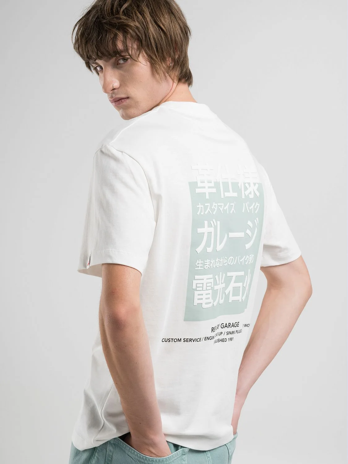 LIFEMANIA LM SERIES S/S TEE（WHITE） M Relaxed-fit t-shirt with print Natural white | Replay Jeans