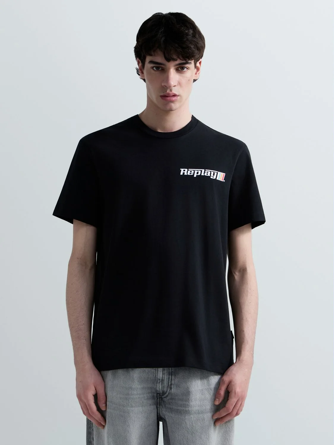 REPLAY Tシャツ Mサイズ ブラック Jersey t-shirt with logo graphic Black | Replay Jeans