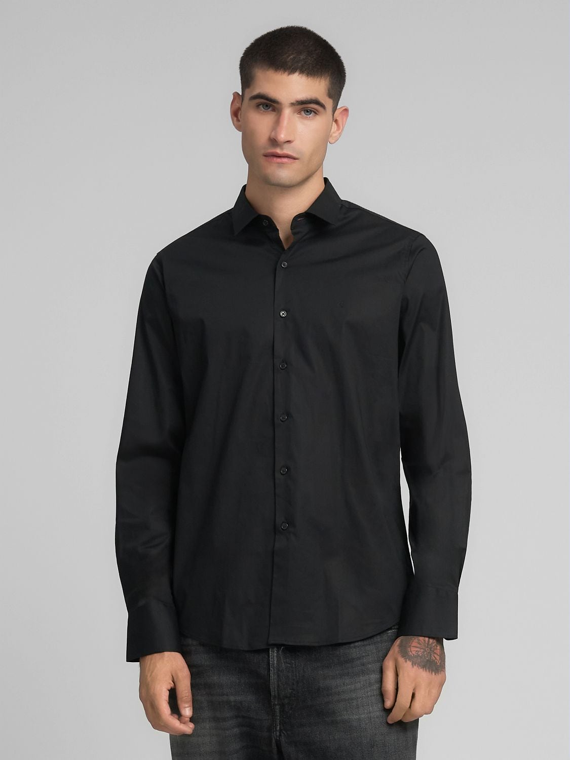 REPLAY SLIM-FIT POPLIN SHIRT M4140 .000.80279A BLACK 2