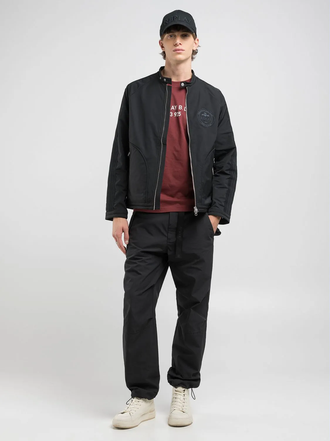 Full-zip jacket with embroidery Black | Replay Jeans Full-zip jacket with embroidery Black | Replay Jeans
