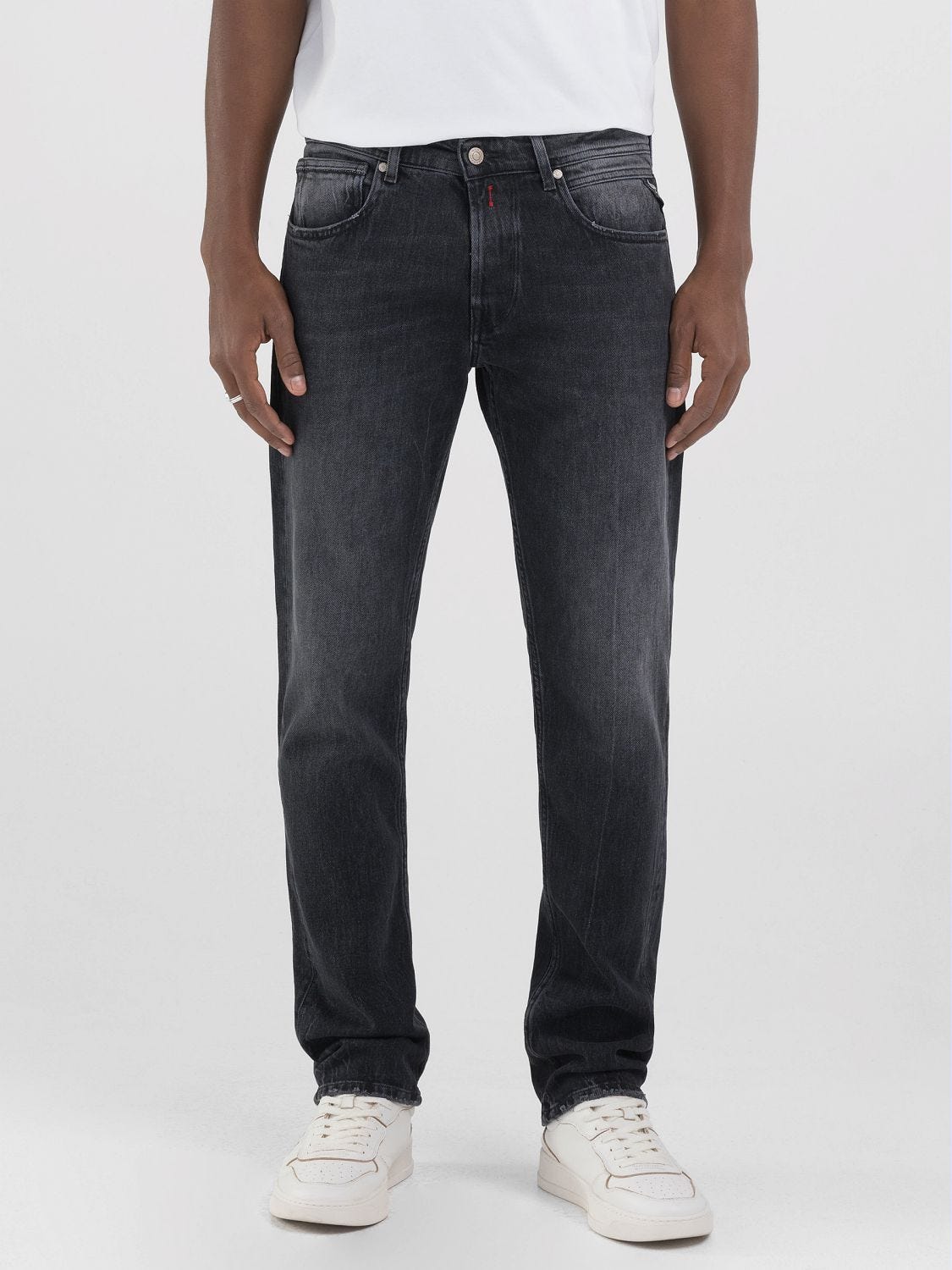 Grover straight-fit jeans Black delavè | Replay Jeans