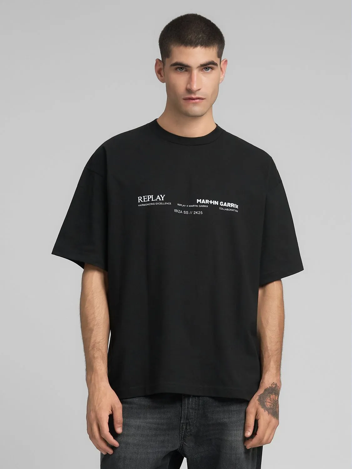 Crew-neck t-shirt with replay x martin garrix logos Black