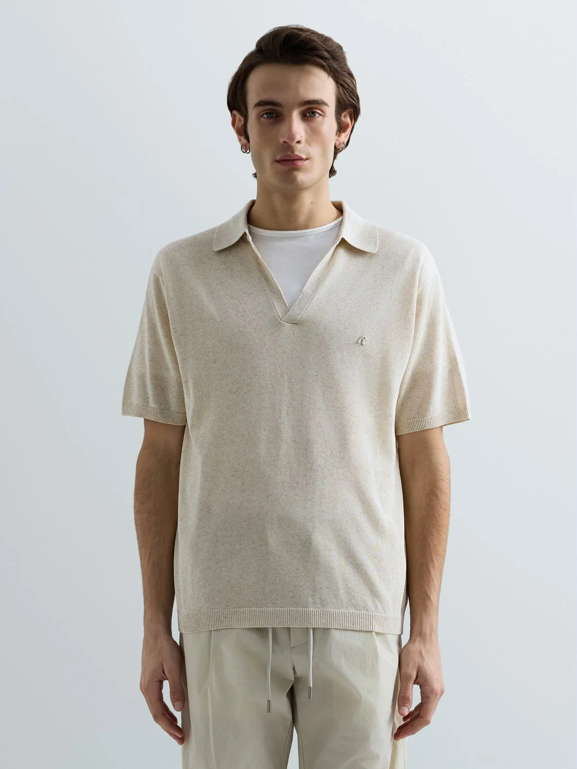 REPLAY LINEN-BLEND KNIT POLO-SHIRT UK5157.000.G24024 SANDSHELL 2