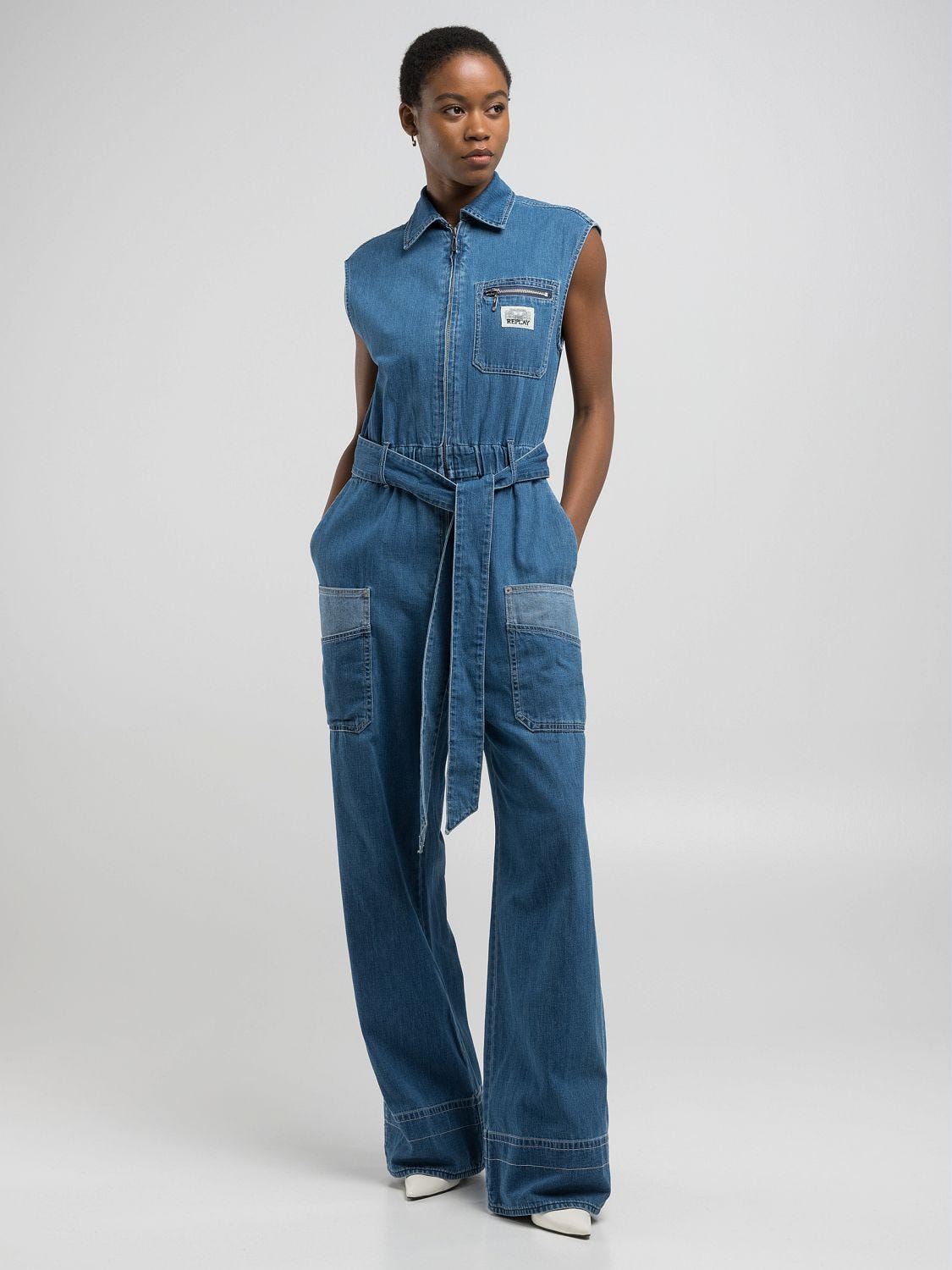 人気提案 wide-leg atelier Replay denim Jeans Replay | stucco Rose jumpsuit サロペット・オーバーオール・オールインワン
