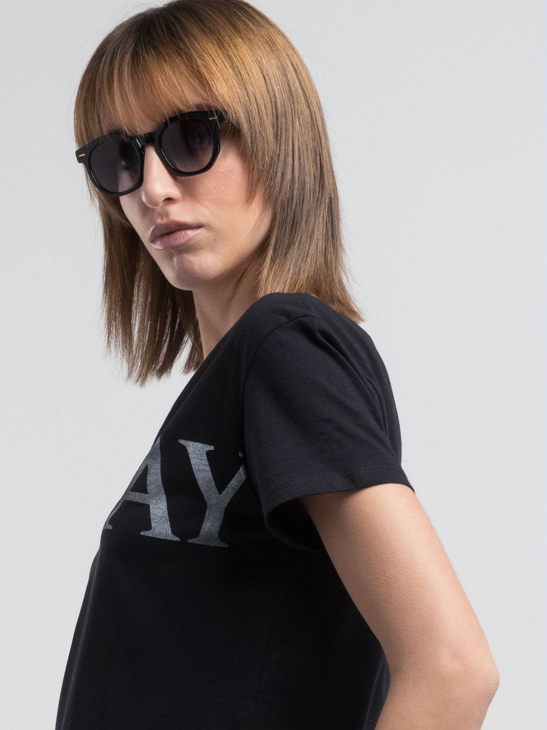 Cotton t-shirt with maxi-lettering Black | Replay Jeans