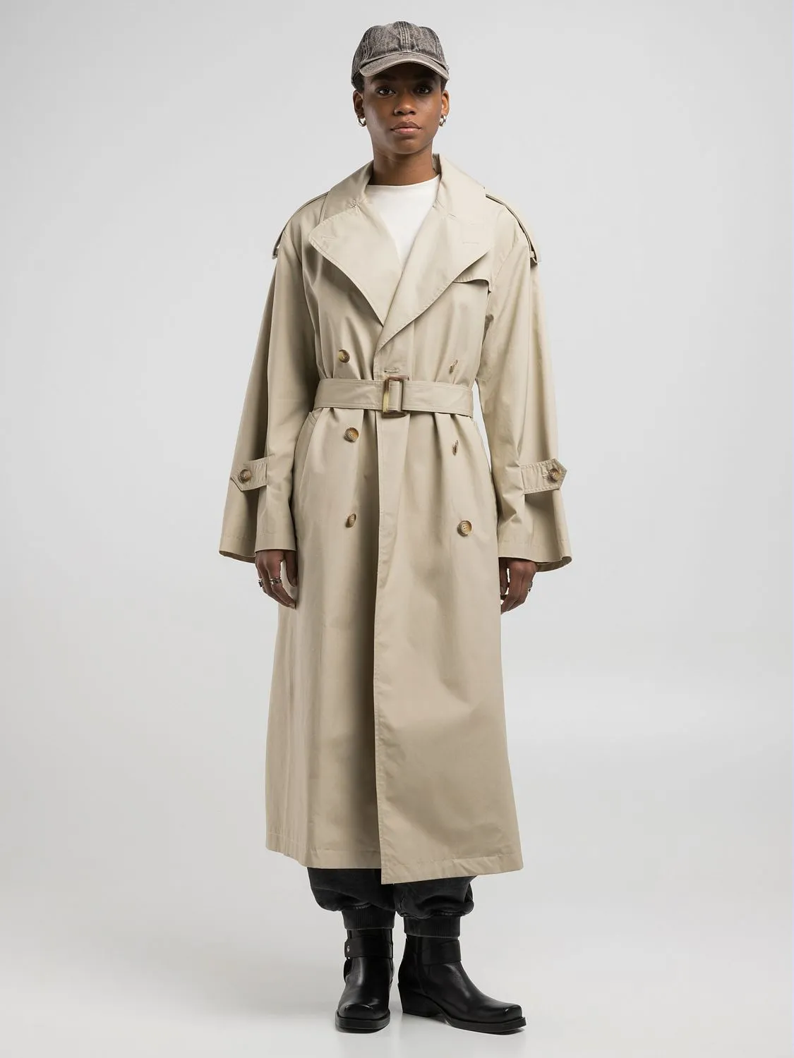 ファッション人気ブランドランキング Relaxed-fit cotton trench coat Ivory | Replay Jeans ジャケット・アウター