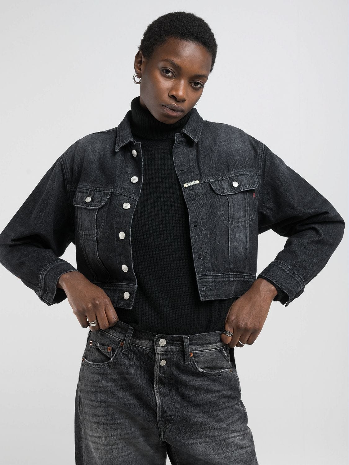 安価 mini denim 9zero1 dress Jeans Replay | blue Medium Tops