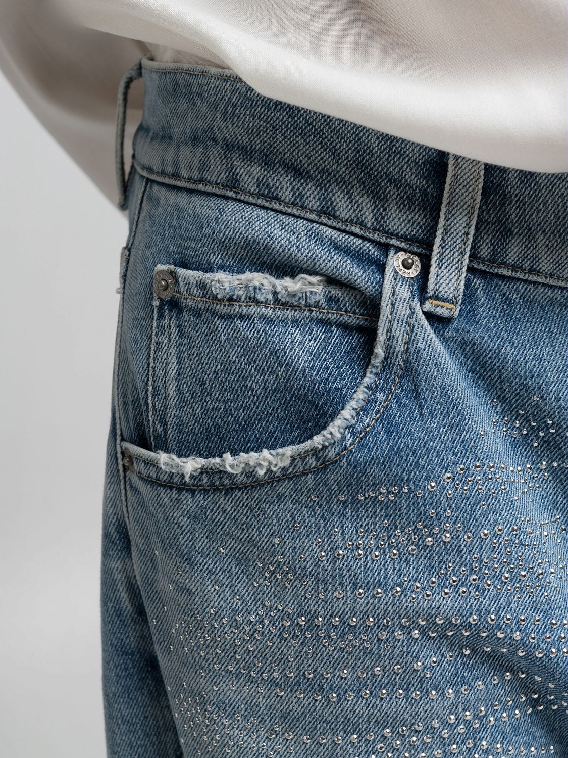 【AAKE】EYELET DOUBLE WAIST PANTS ZARA New Women US Size 2 Blue TRF Eyelet Ring Trim High