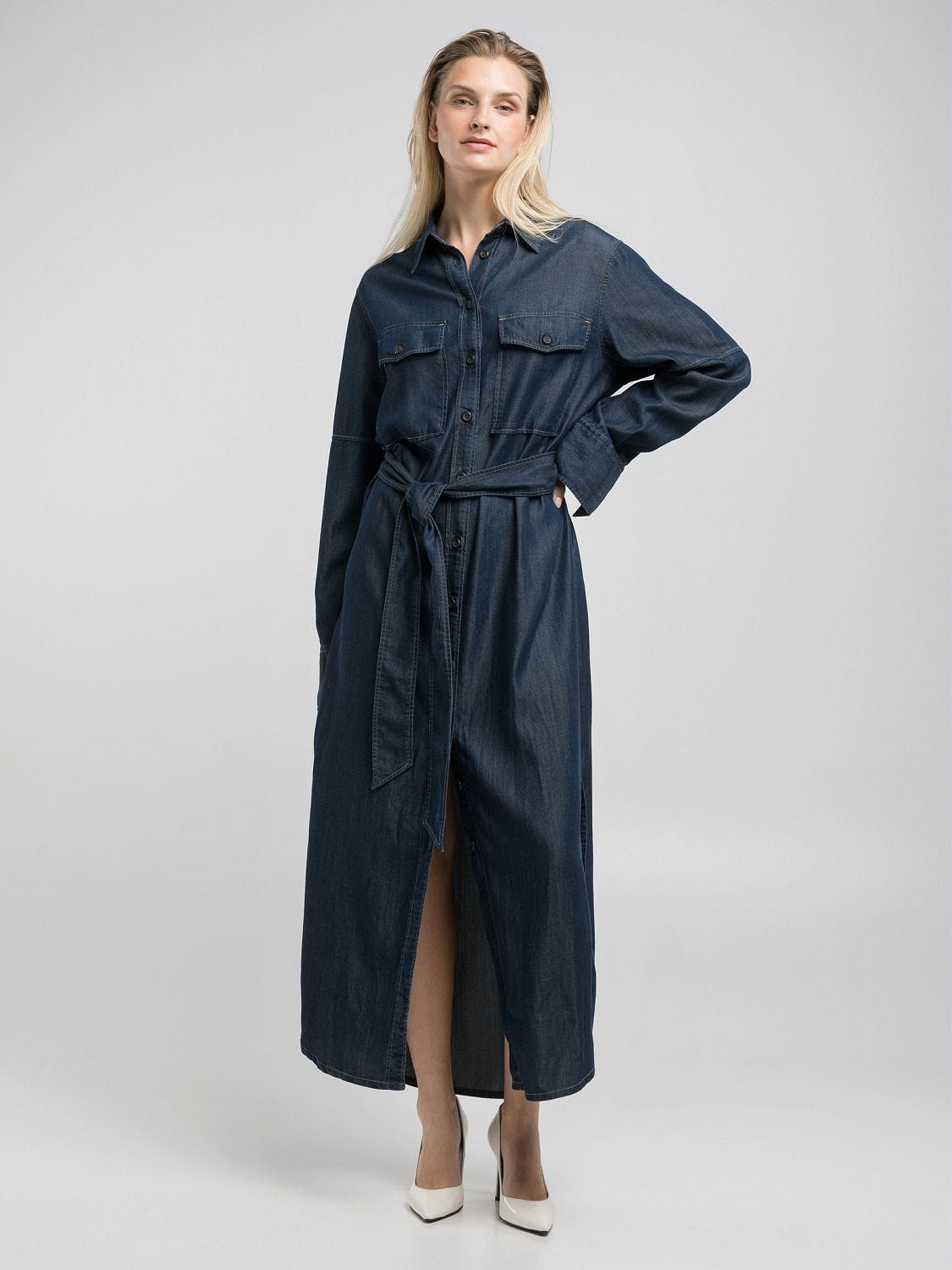 Long replay atelier denim dress Dark blue | Replay Jeans
