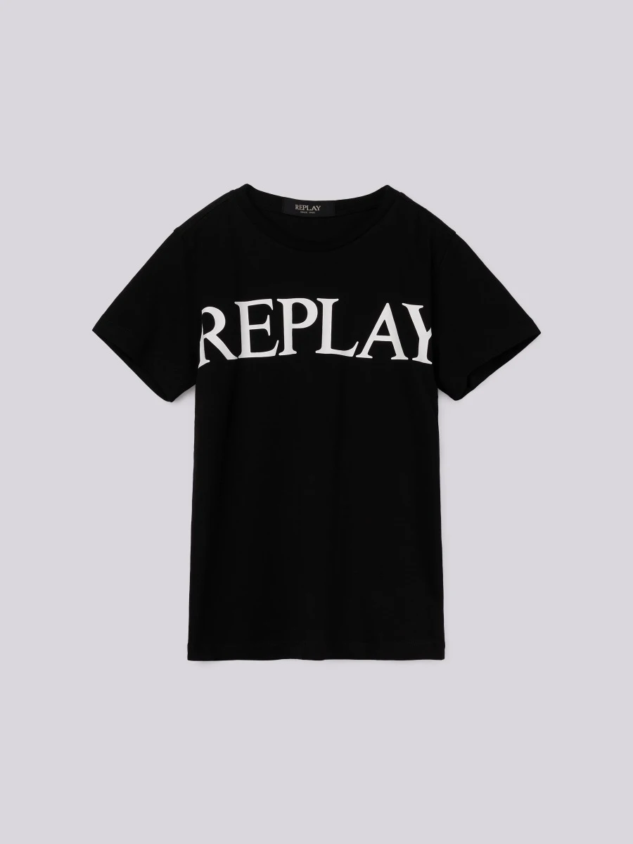 Zalando Replay T Shirt V Neck T-shirt With Maxi-lettering Black