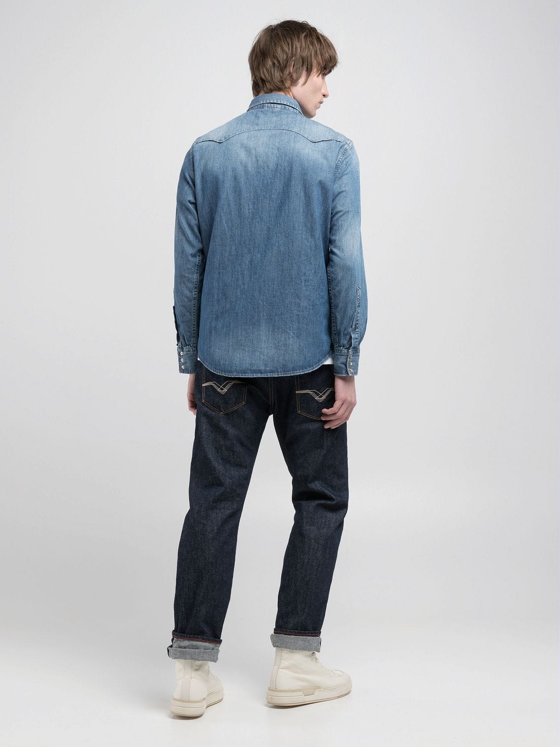 【RePLAY×no.】OVERSIZE DENIM SHIRTS インディゴ Regular-fit denim shirt Medium blue | Replay Jeans