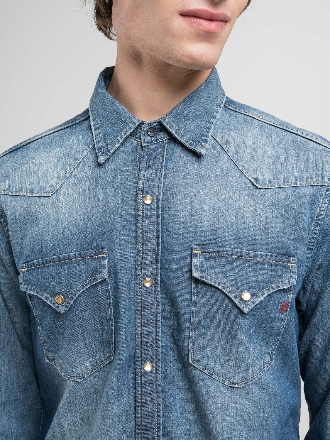 【RePLAY×no.】OVERSIZE DENIM SHIRTS インディゴ Regular-fit denim shirt Medium blue | Replay Jeans