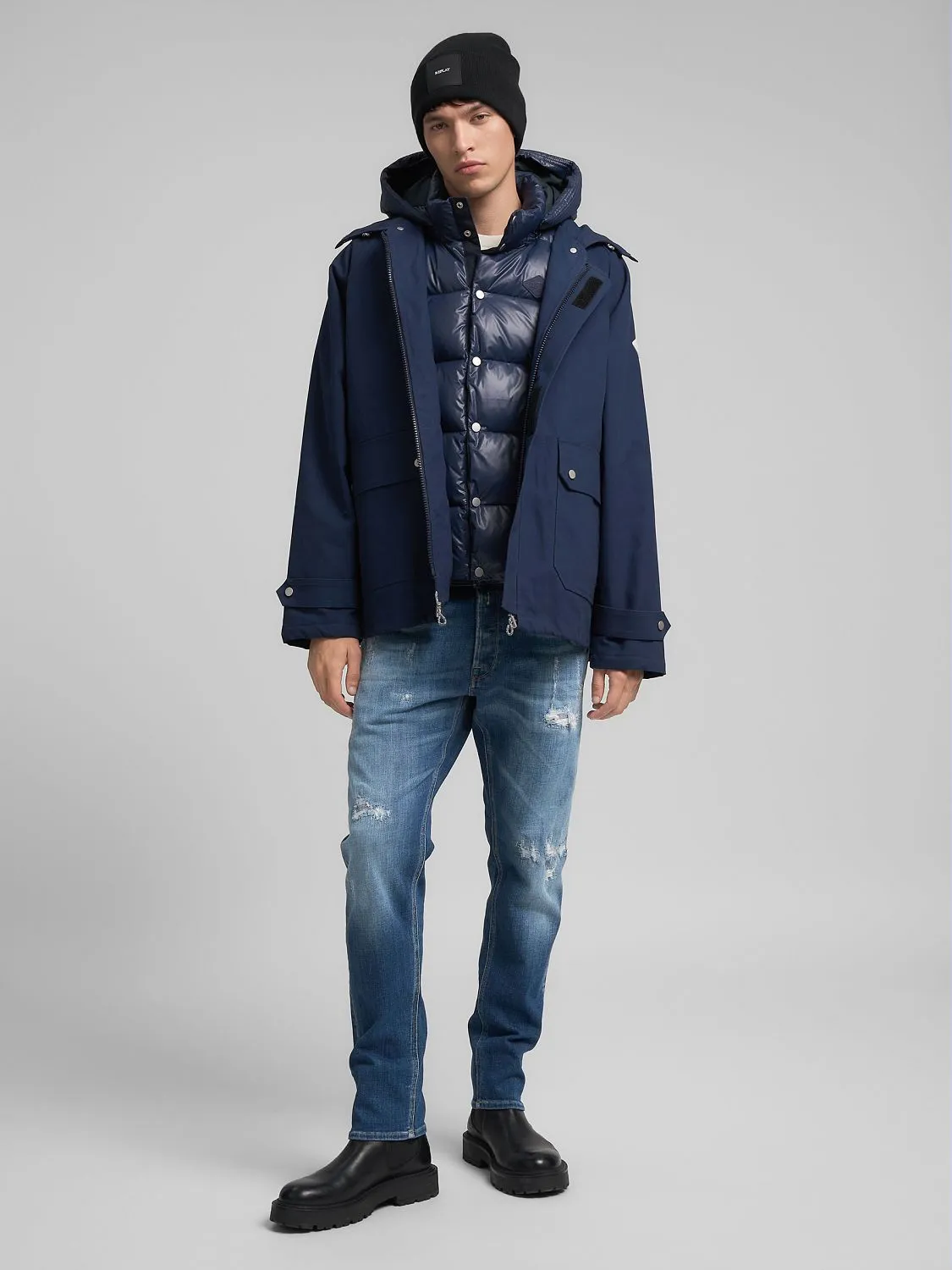 Waxed cotton canvas jacket Blue | Replay Jeans