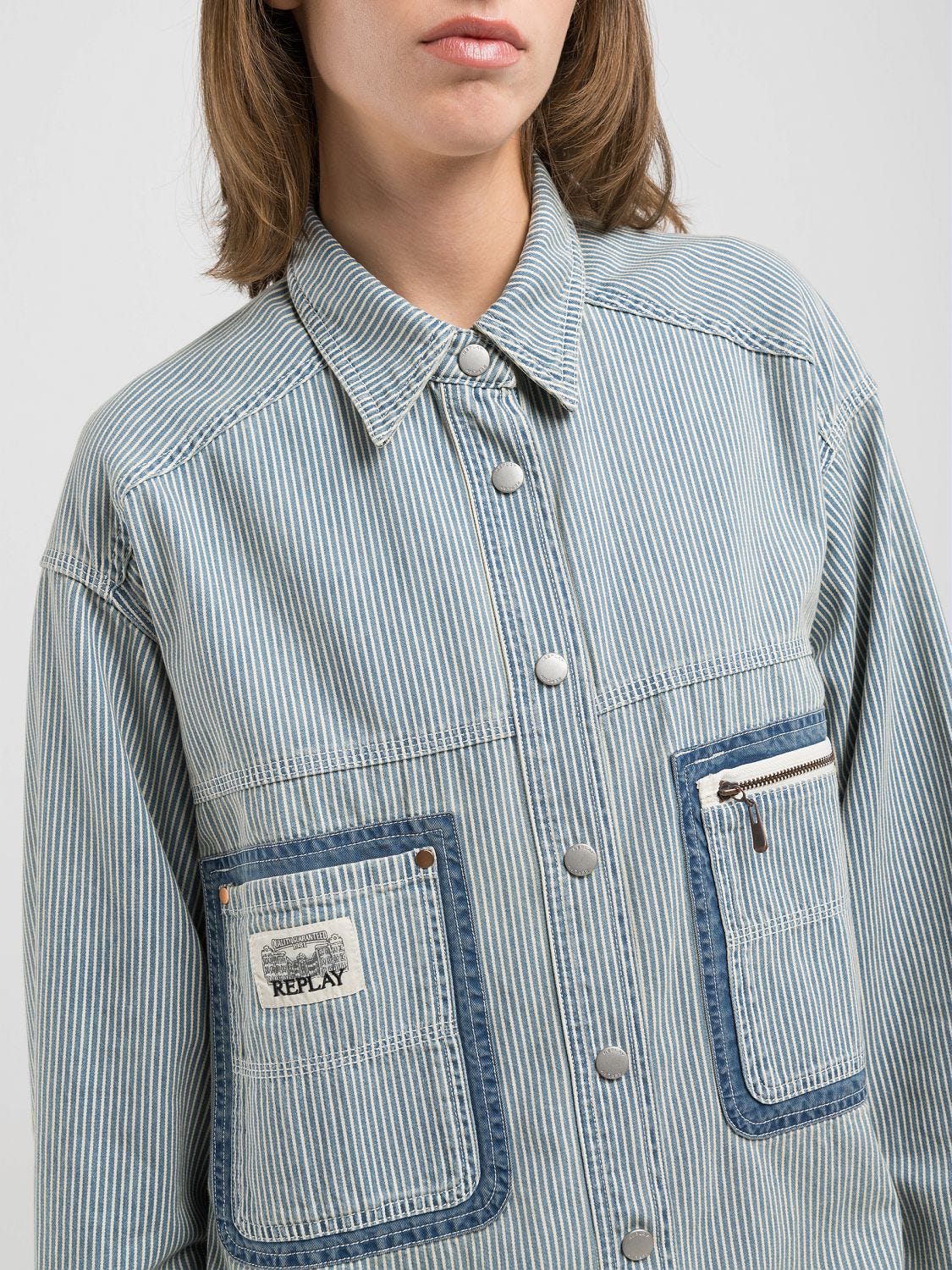 Striped denim shirt Medium blue | Replay Jeans