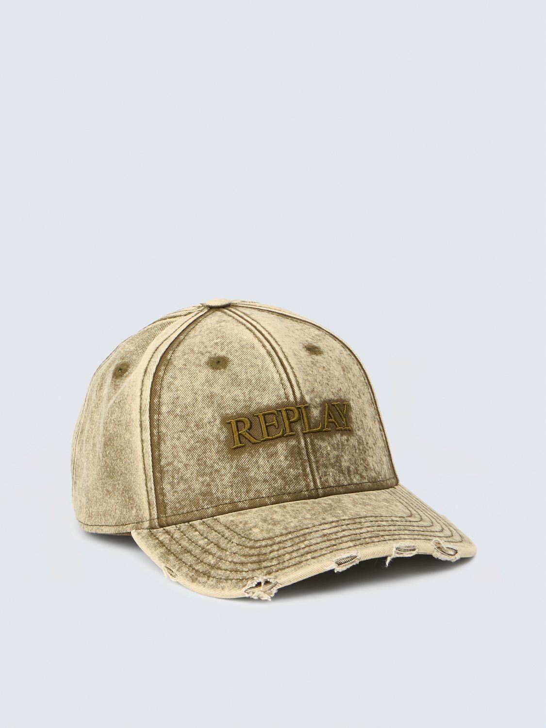 REPLAY DISTRESSED HAT WITH LOGO AX4161.006.A0113H CLIMBING IVY 1