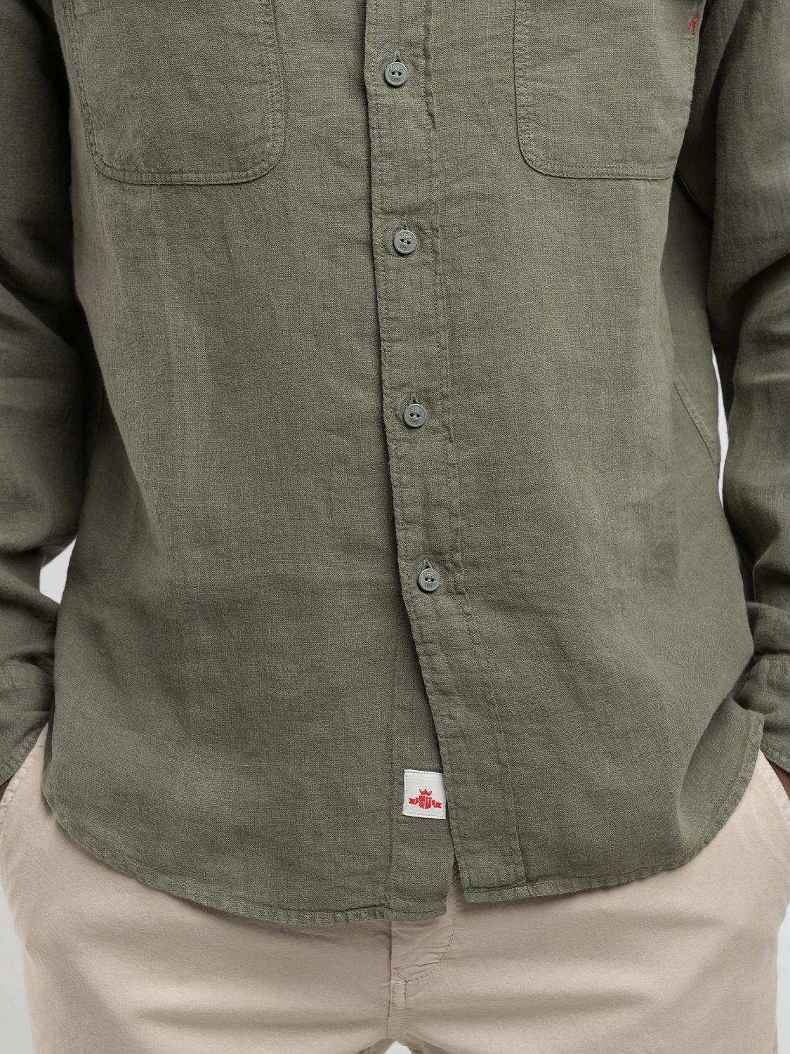 Regular-fit linen shirt Soft military | Replay Jeans
