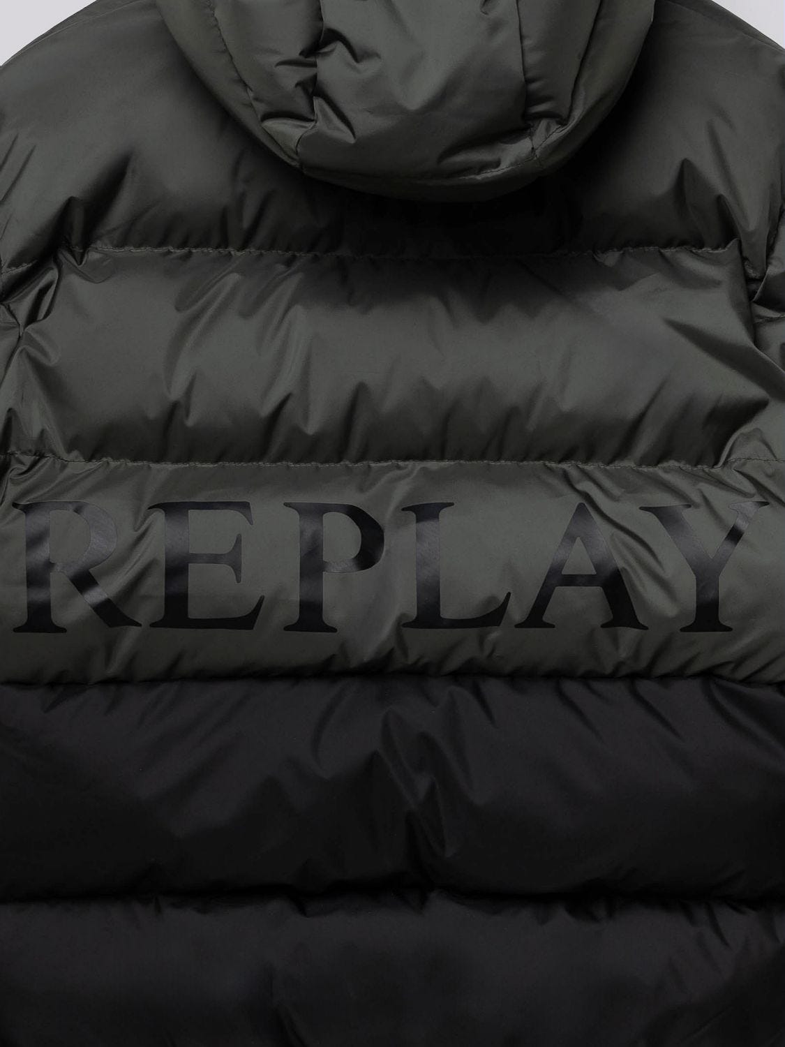 Hooded padded jacket Pistachio + black | Replay Jeans