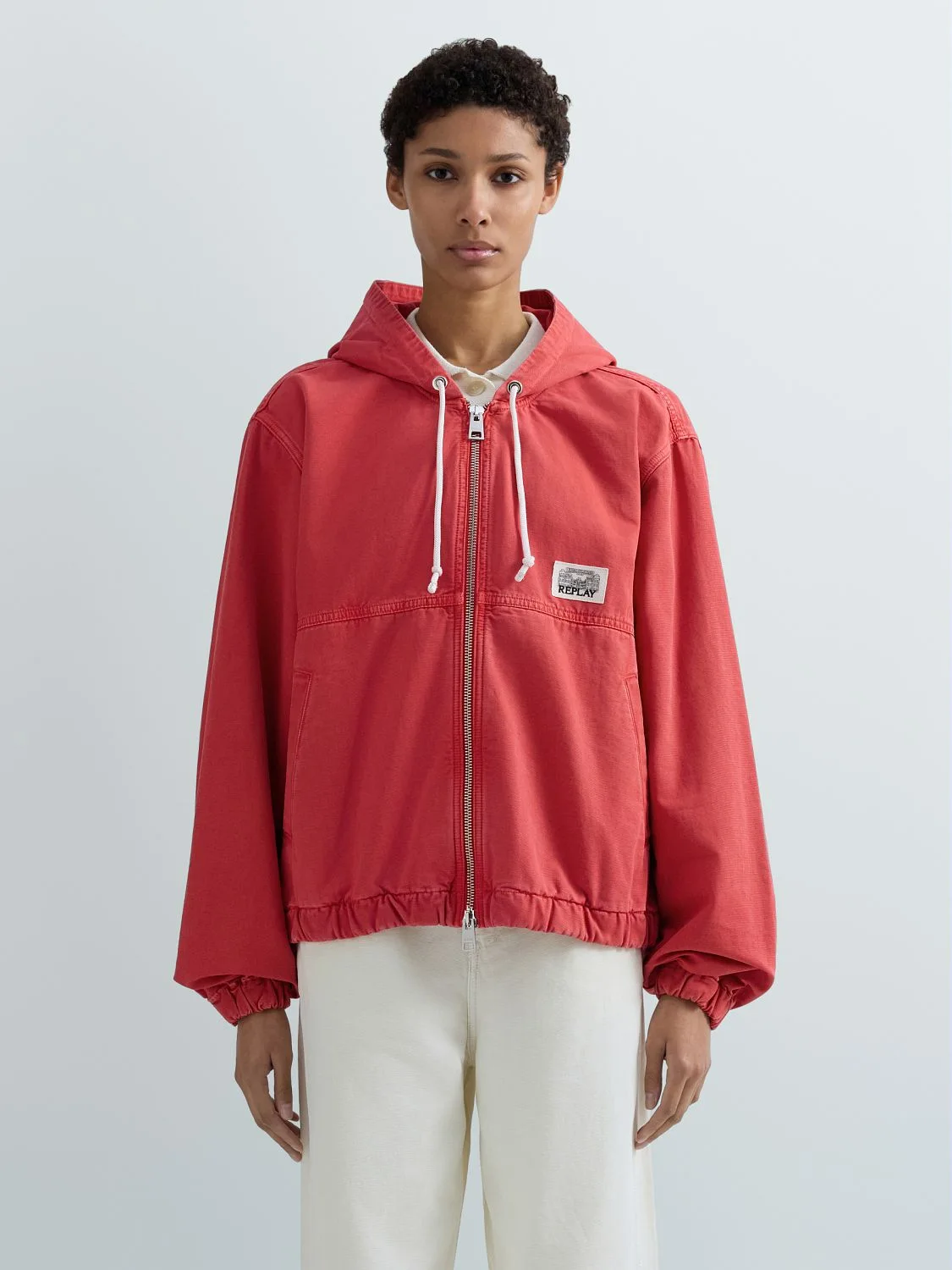 REPLAY RELAXED-FIT JACKET WITH HOOD W7937 .000.85424G NANTUCKET RED 2