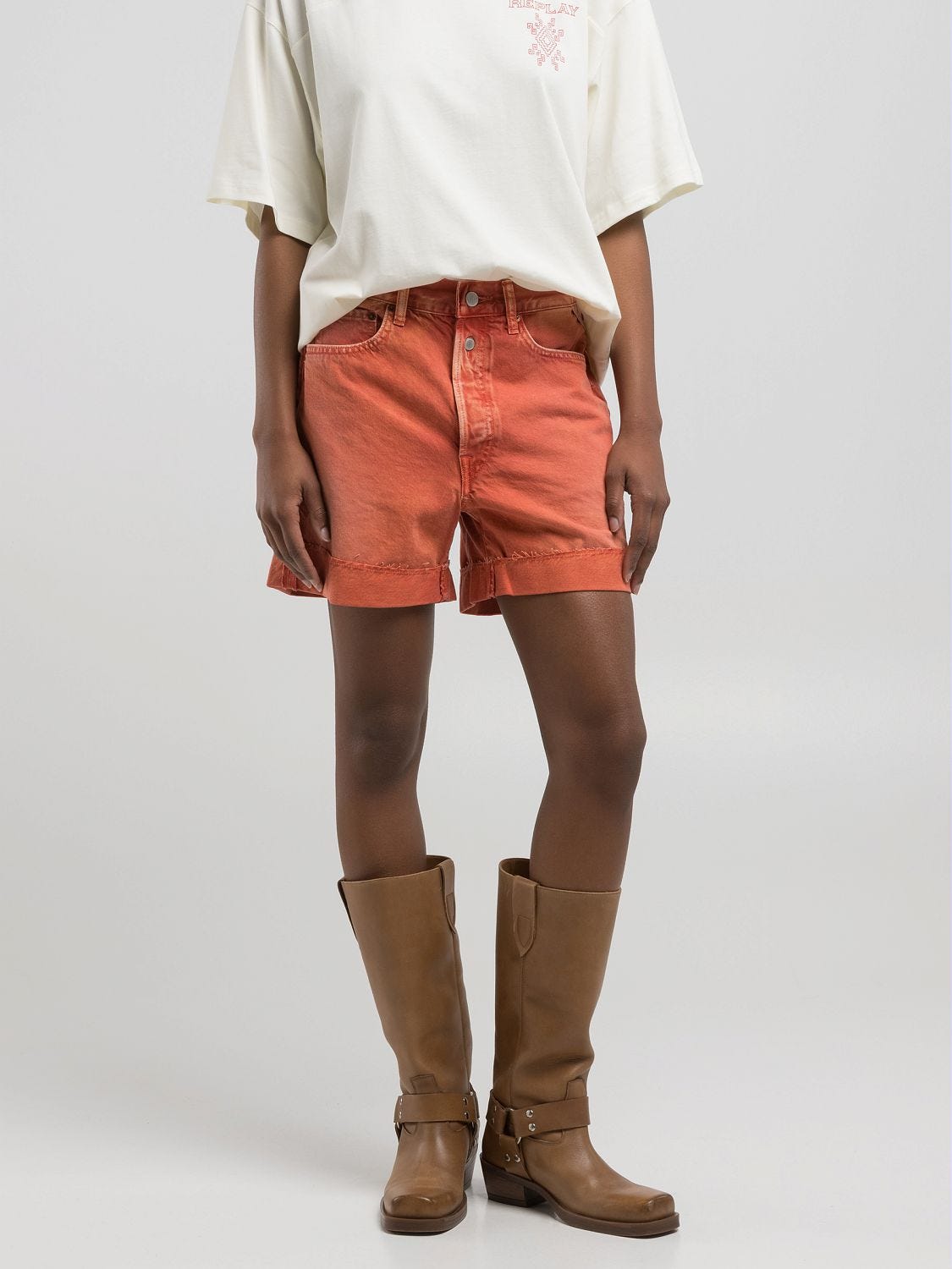 9zero1 straight-fit shorts Sunset orange | Replay Jeans
