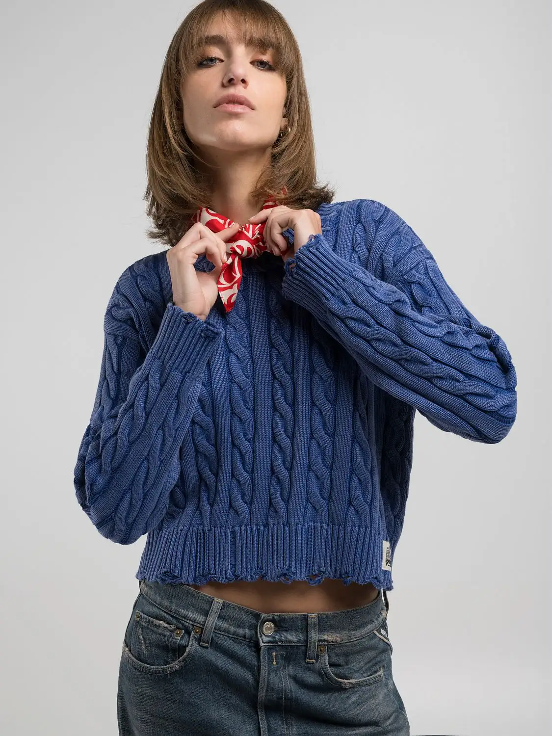 Sky Blue Ribbed Knit with Western Vibes