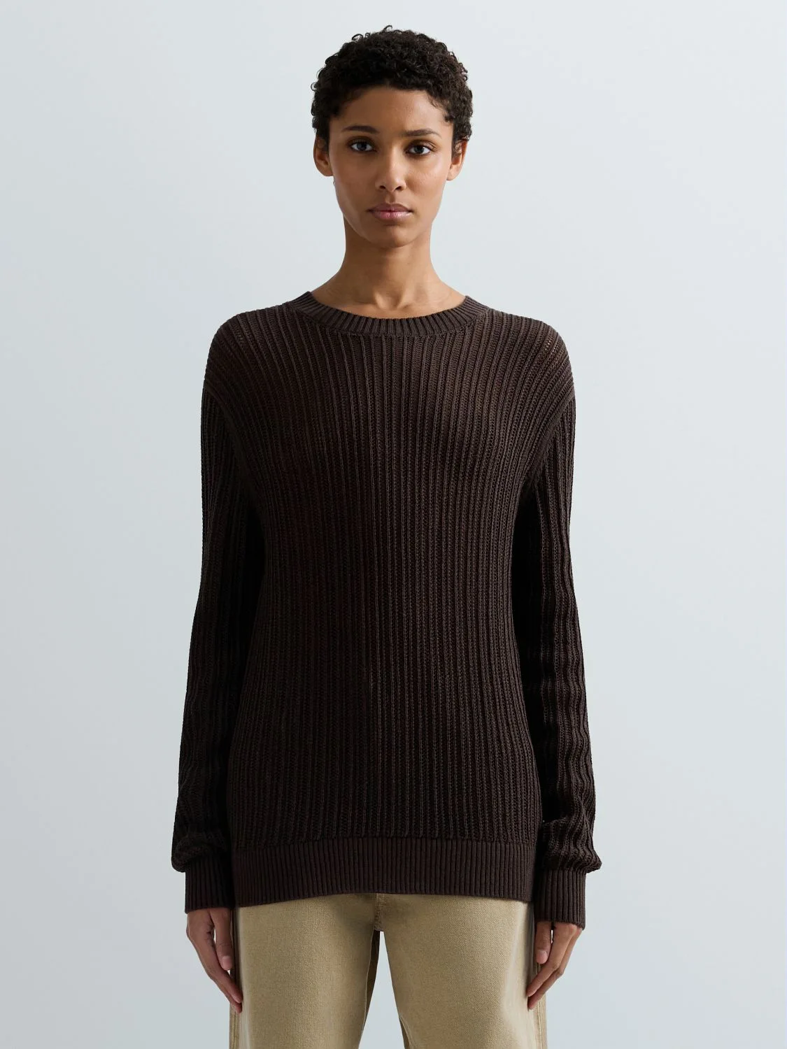 OPENWORK COTTON AND NYLON SWEATER