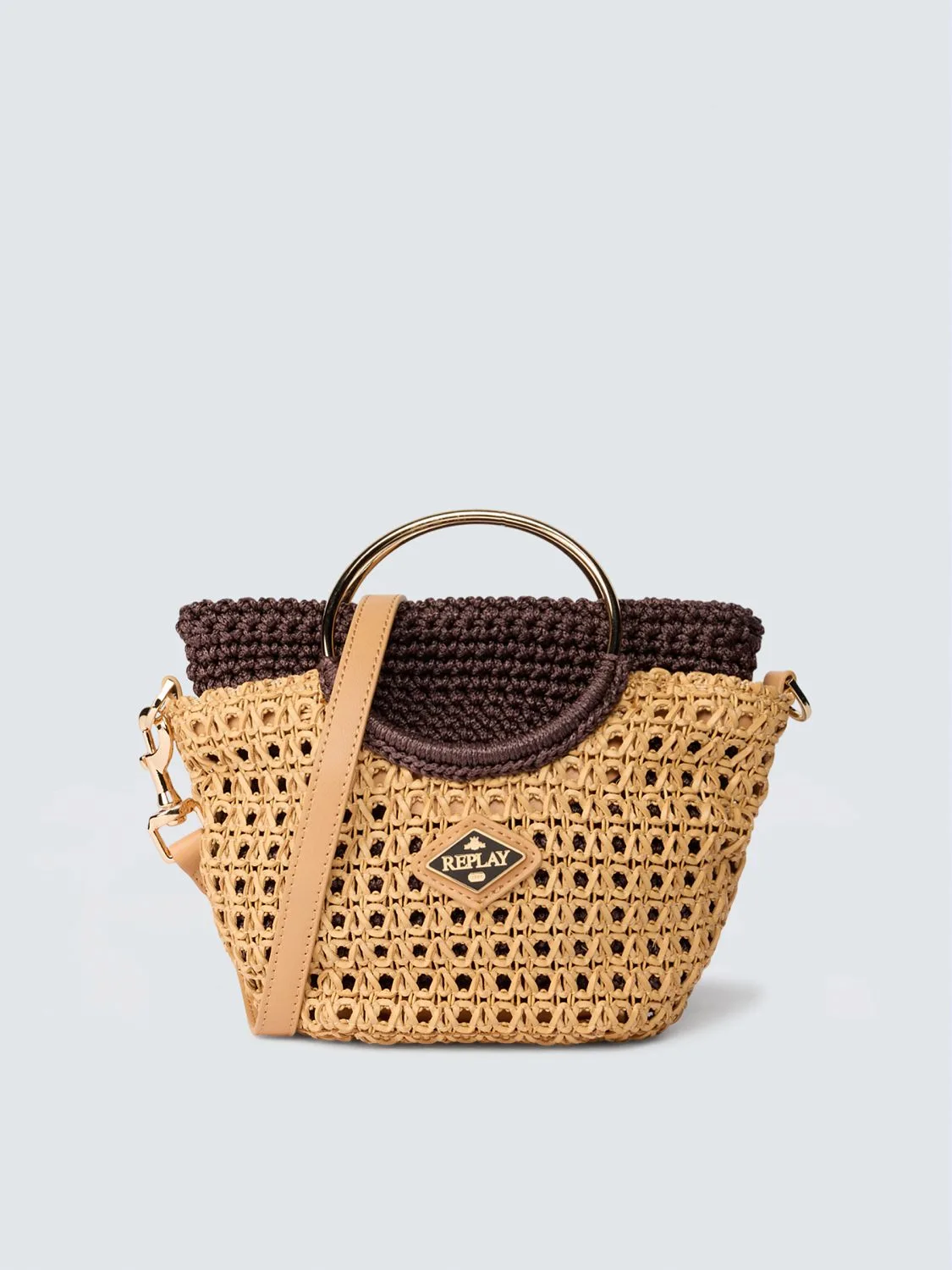REPLAY SMALL WOVEN BAG FW3863.000.A2029A ROASTED PECAN 1