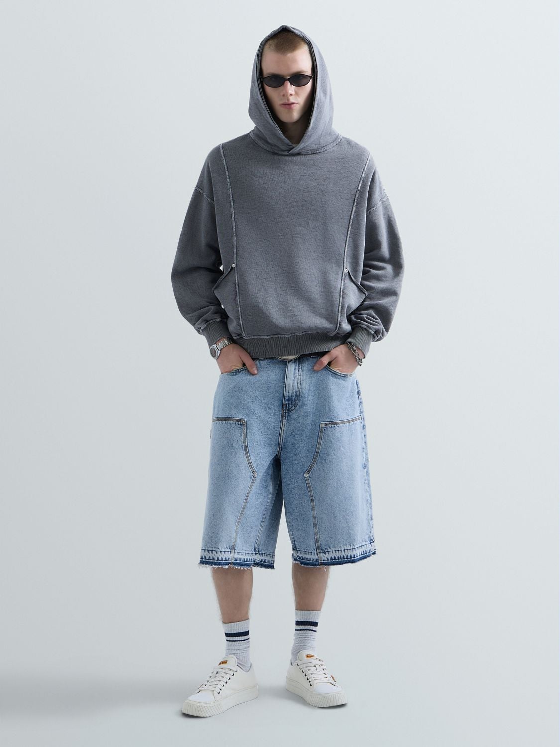 REPLAY REPLAY INC. UNISEX REVERSED MARBLE HOODIE KU6069.000.D24074D ACID BLACK 1