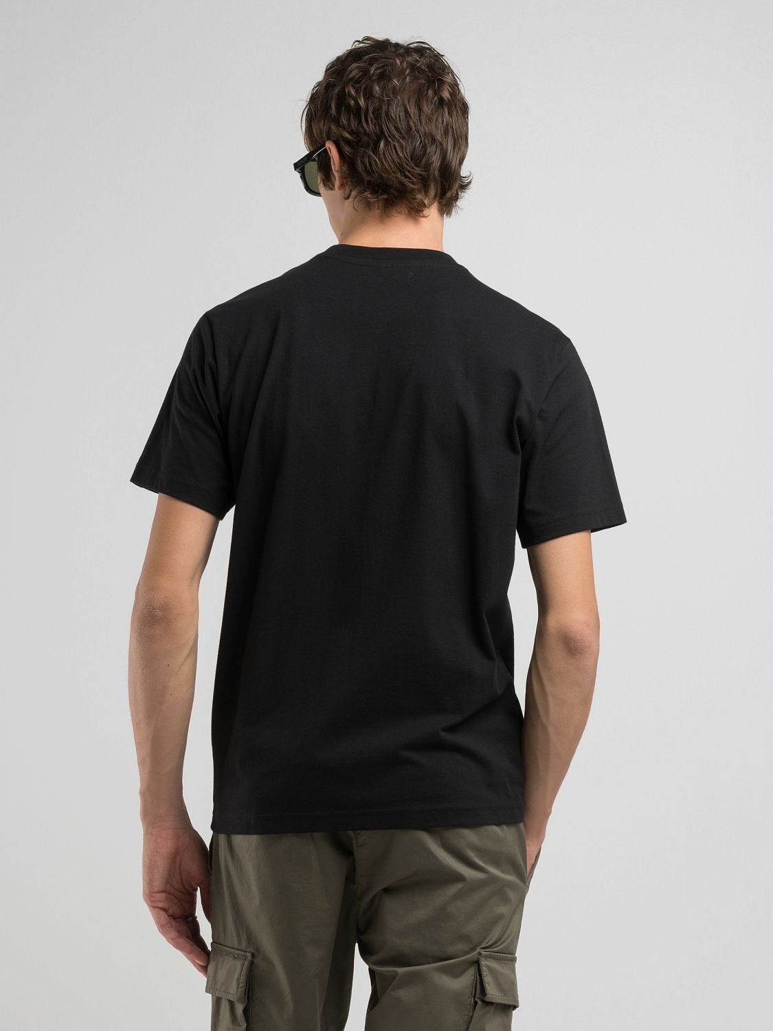 Crew-neck t-shirt with lettering print Black | Replay Jeans