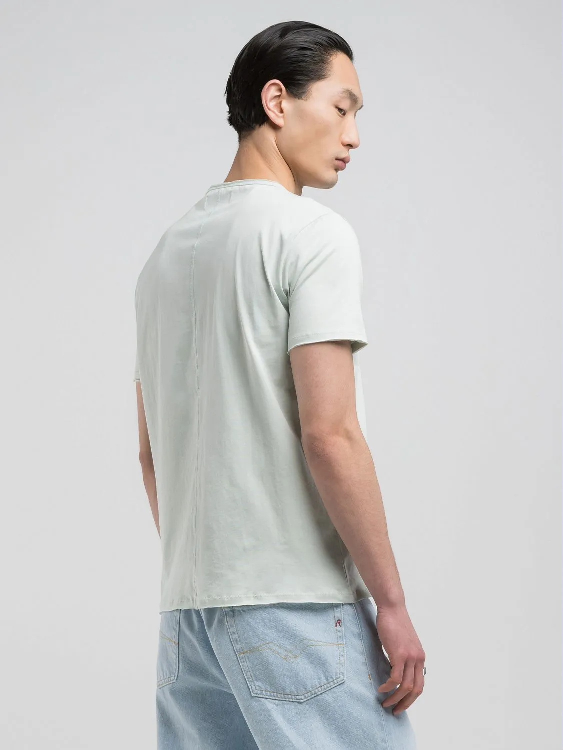 Cotton crew-neck t-shirt Light mint | Replay Jeans