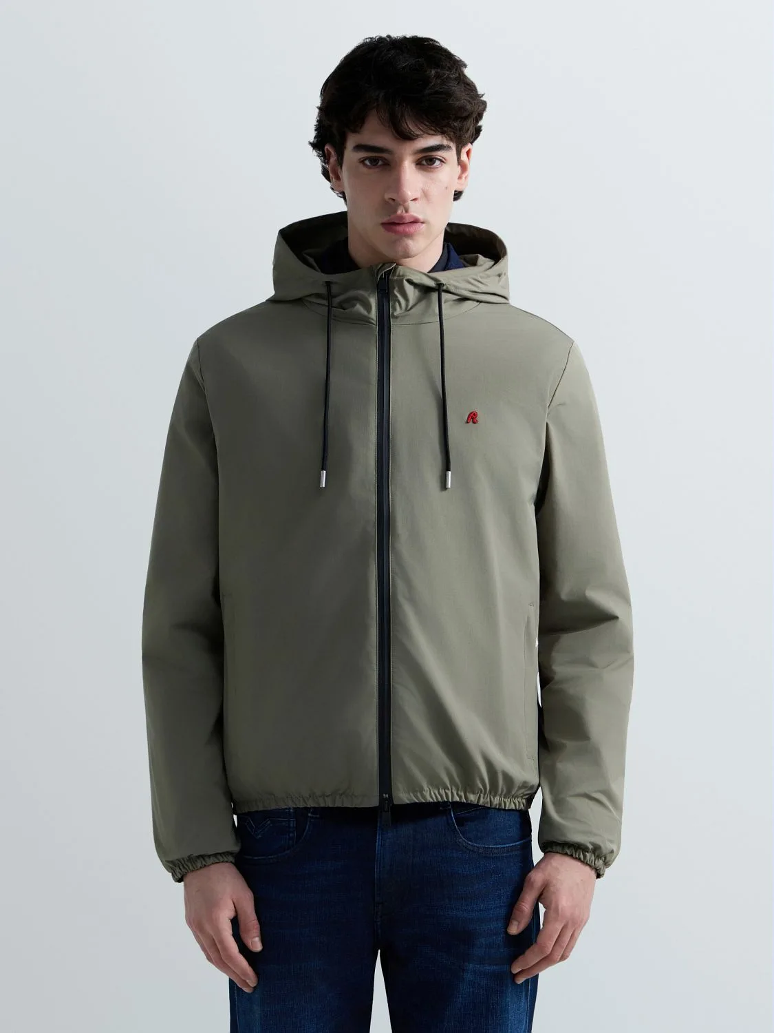 REPLAY JACKET WITH HOOD AND R LOGO M8338A.000.84876 LIGHT MILITARY 2