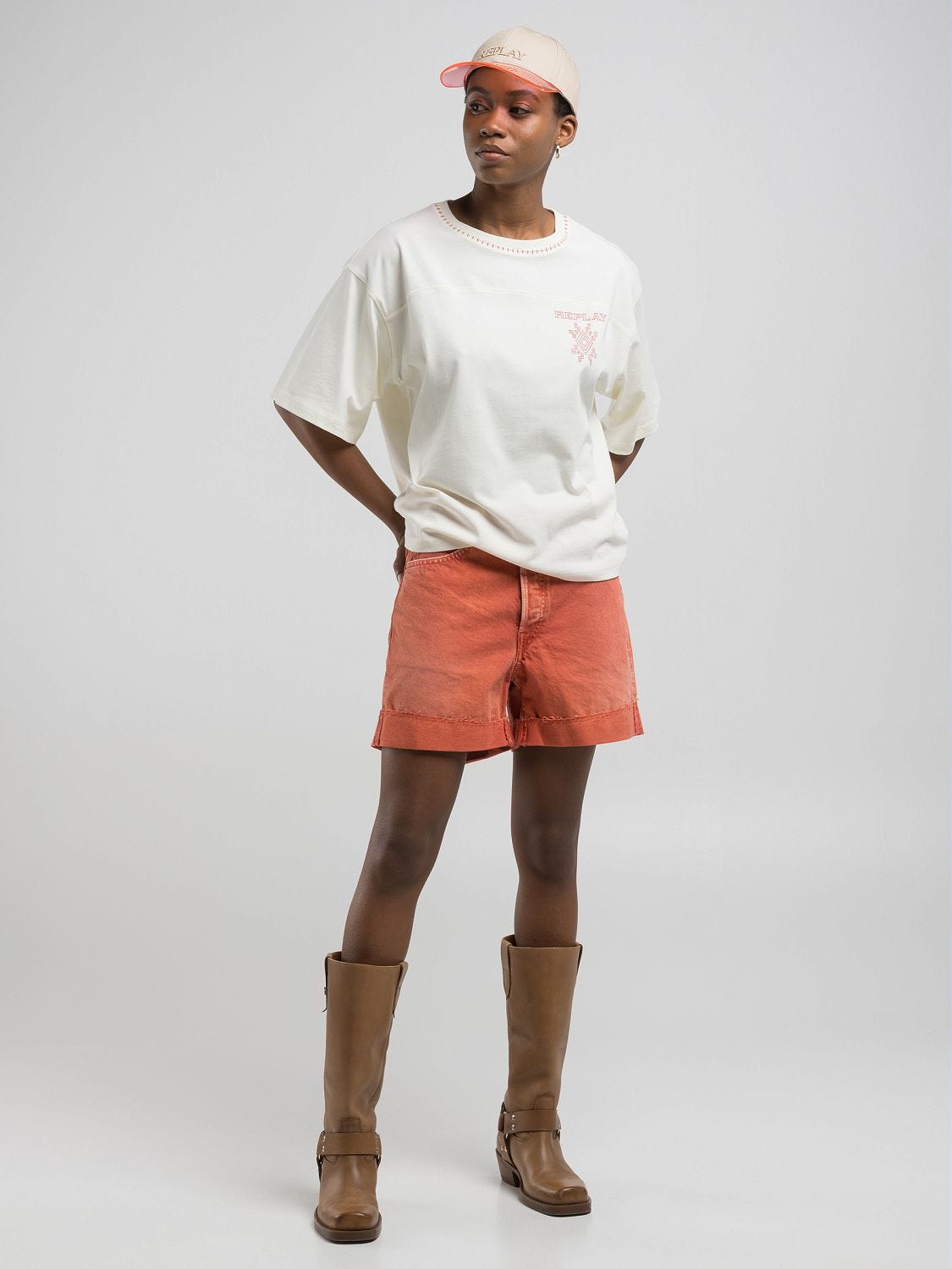Straight-fit t-shirt with print Butter white | Replay Jeans