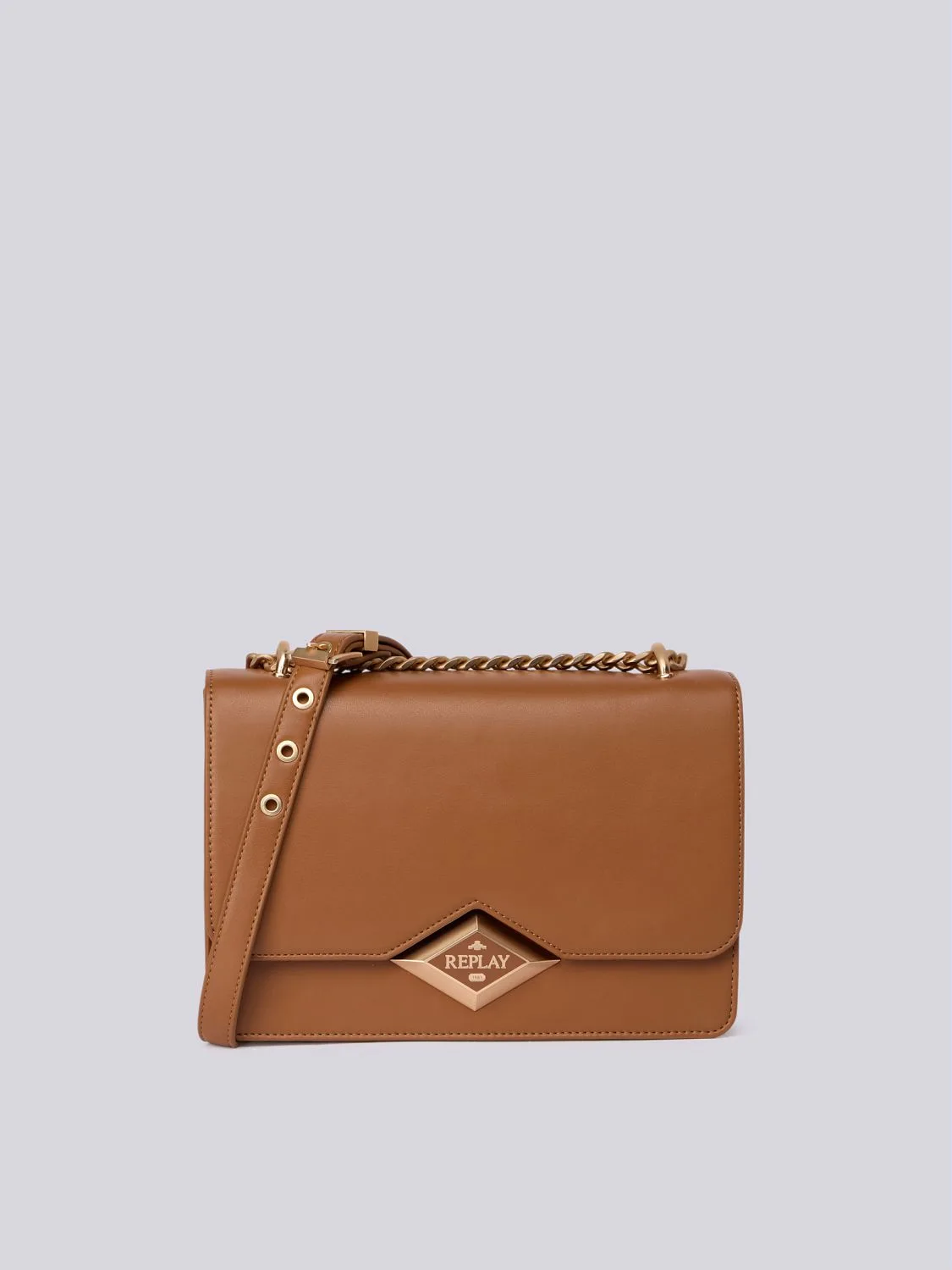REPLAY CROSSBODY BAG WITH DIAMOND LOGO FW3000.056.A0015G CARAMEL CAFE' 1