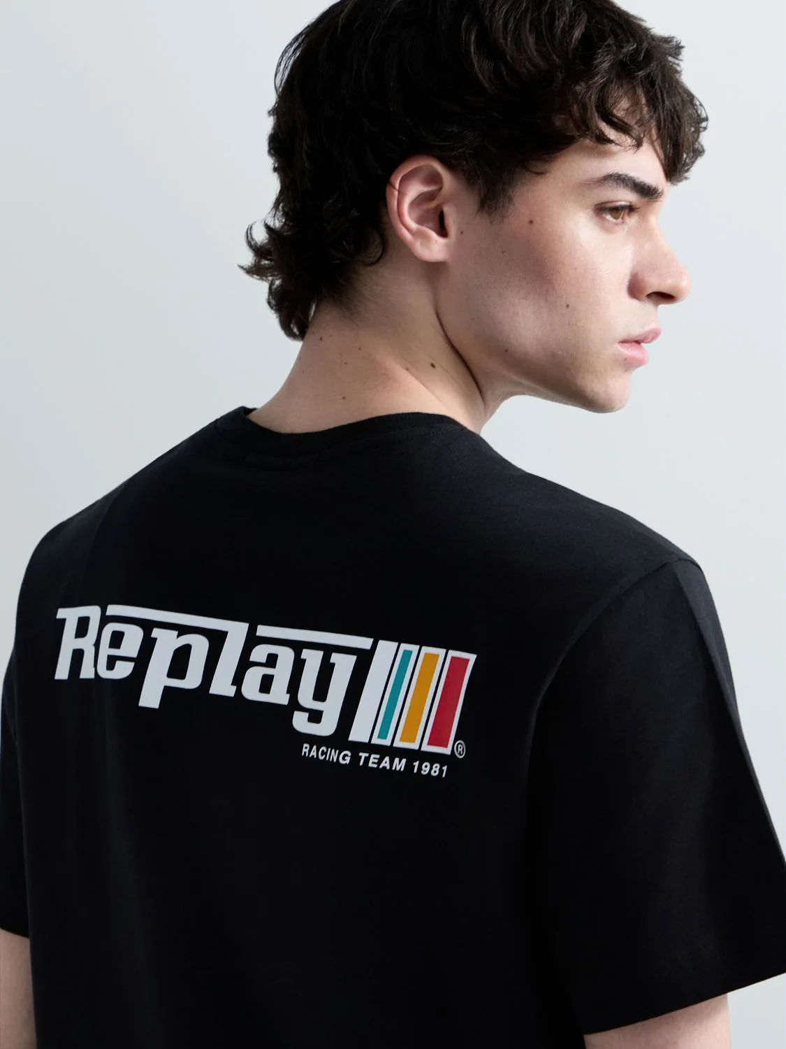 Jersey t-shirt with logo graphic Black | Replay Jeans