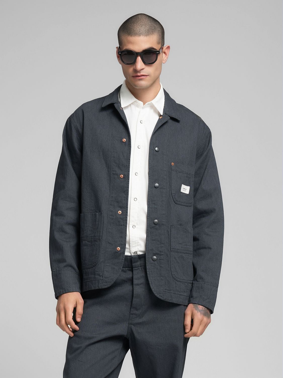REPLAY DENIM OVERSHIRT MV872 .000.968 07A DARK GREY 2