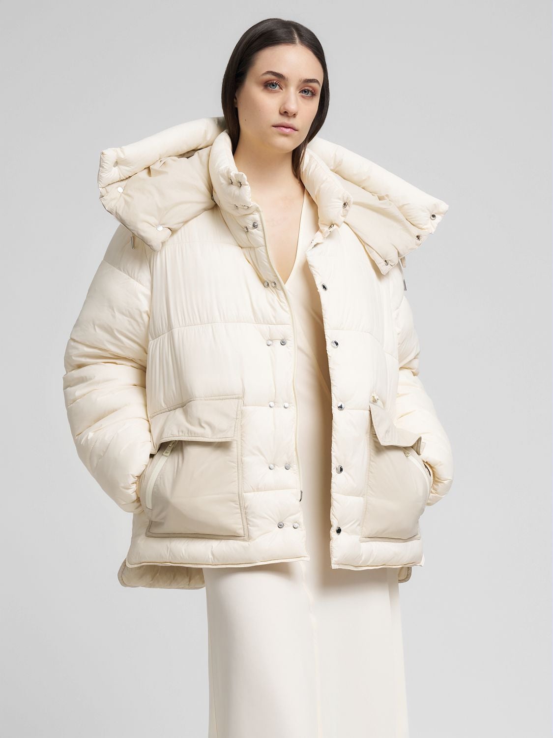 REPLAY PADDED JACKET WITH HIGH COLLAR W7908 .000.85048 WINTER WHITE 2
