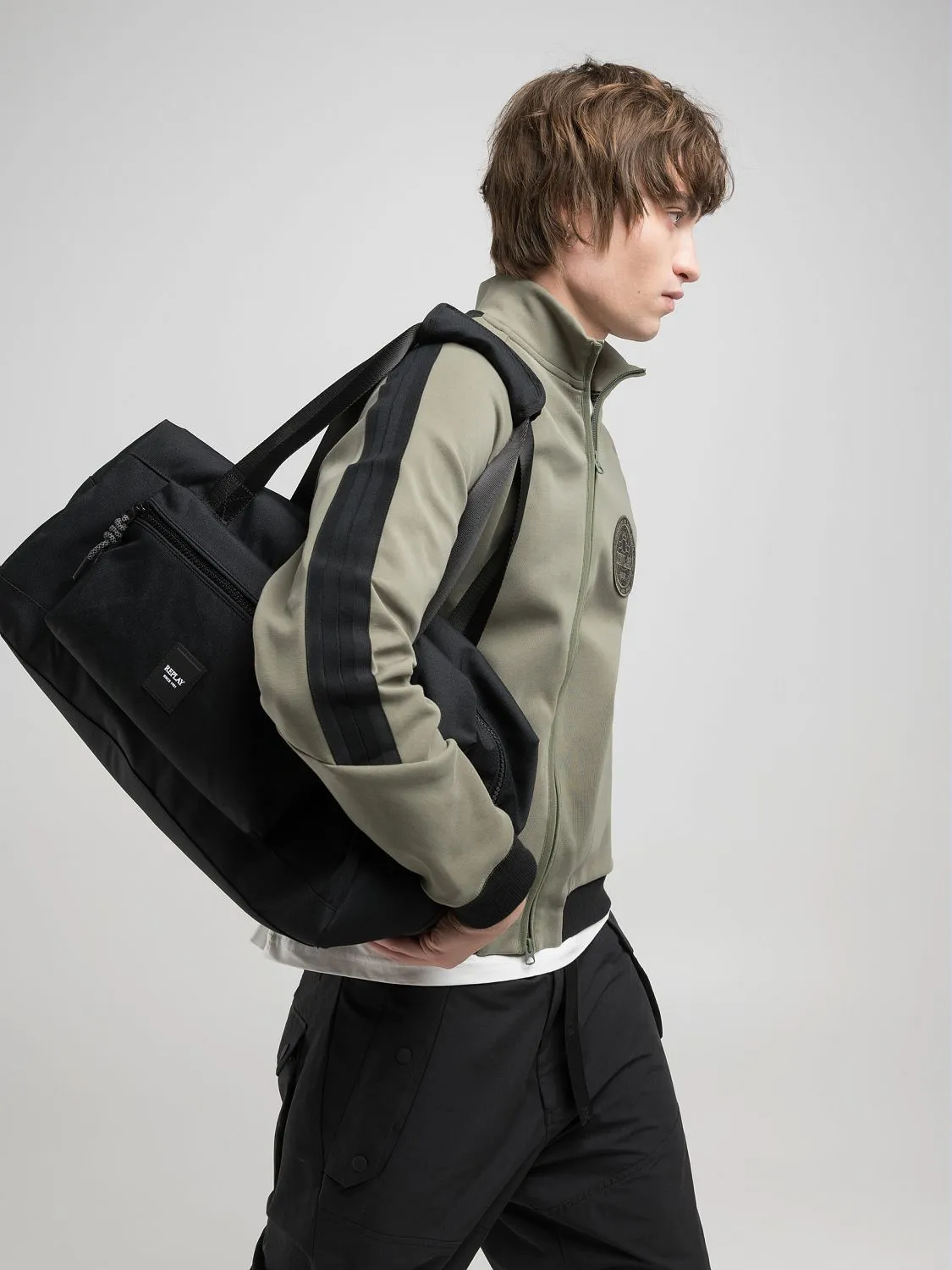 High-neck full-zip sweatshirt Soft military | Replay Jeans