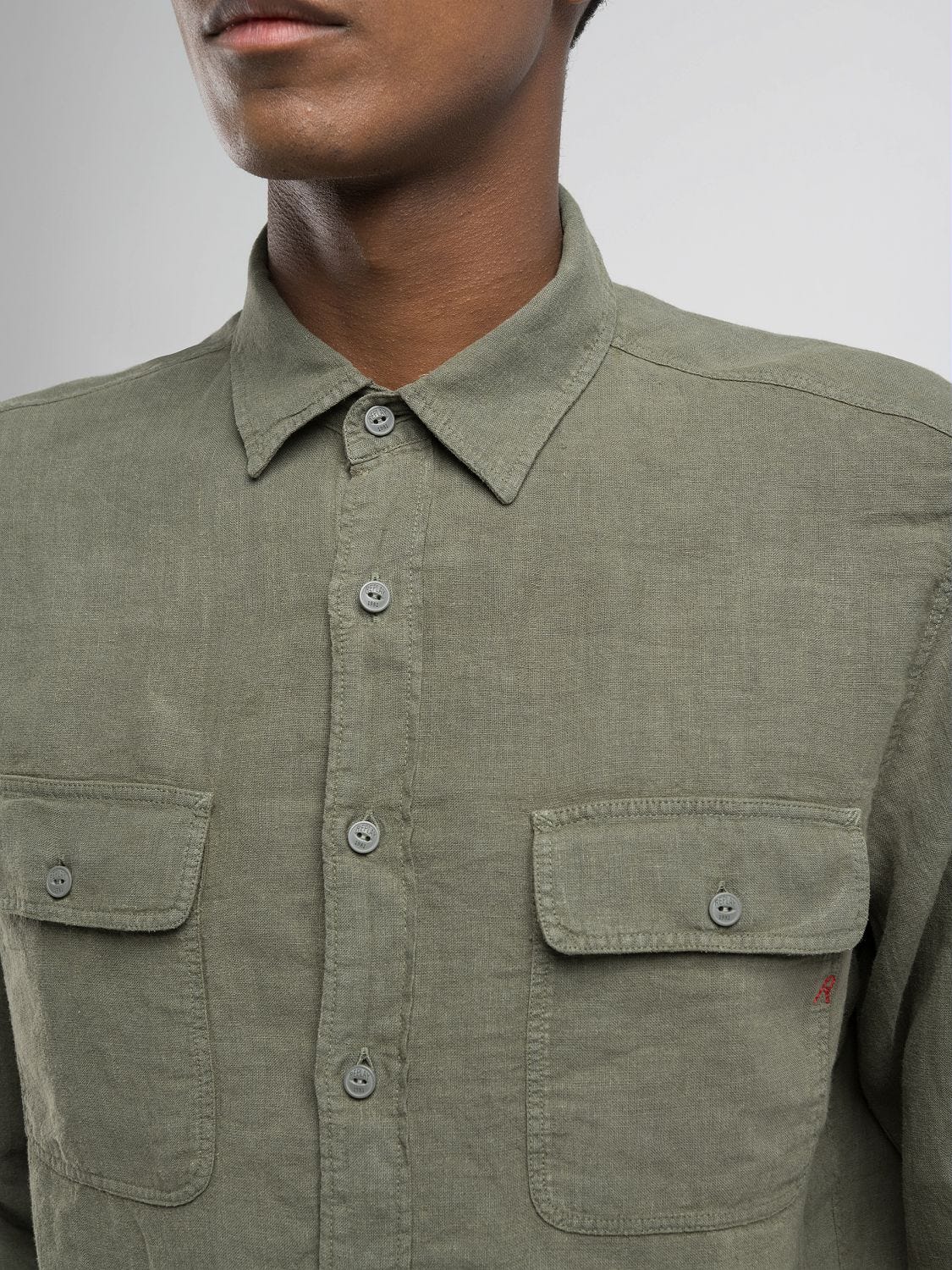 Regular-fit linen shirt Soft military | Replay Jeans