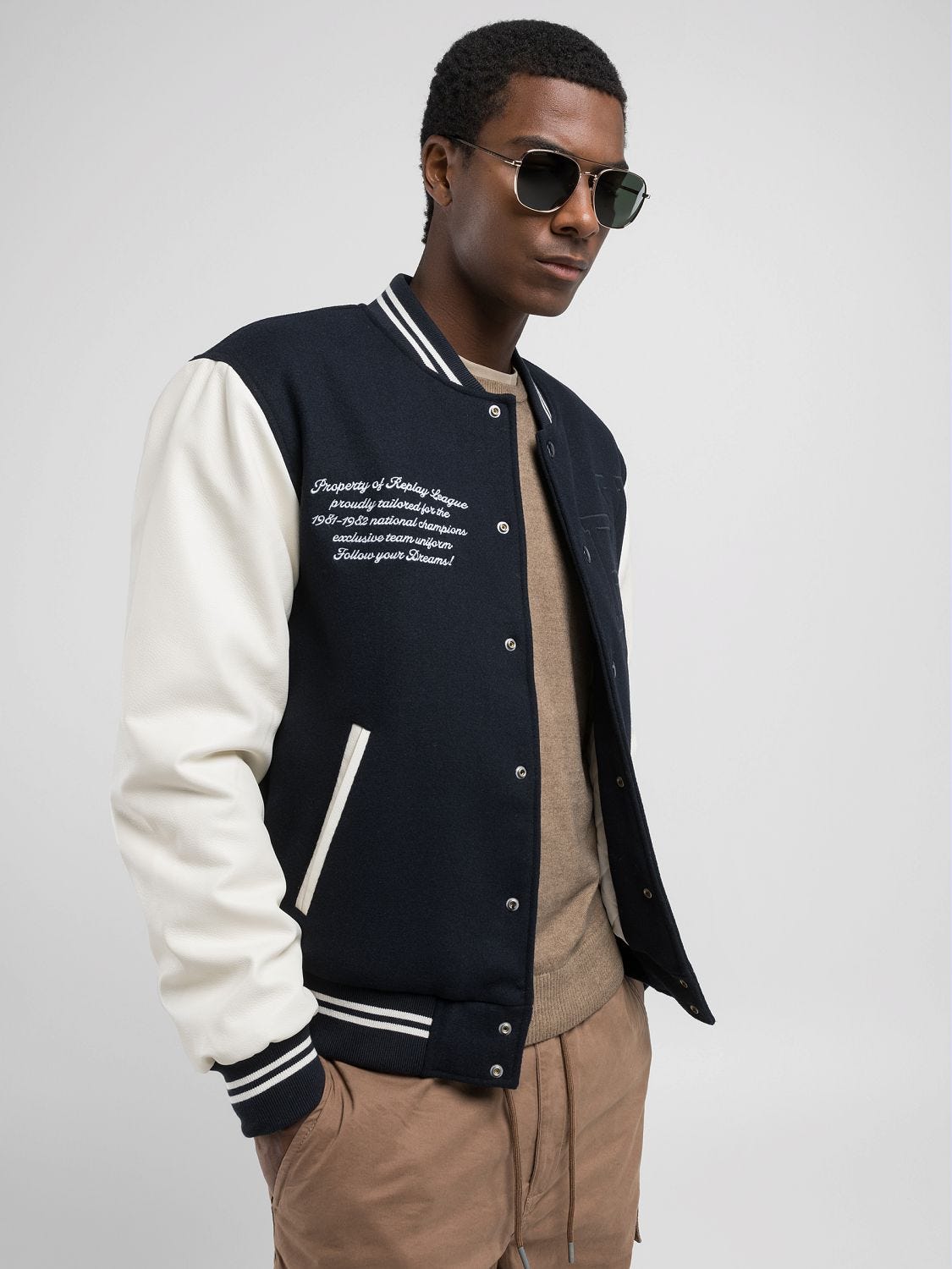 Varsity jacket with lettering Dark navy | Replay Jeans