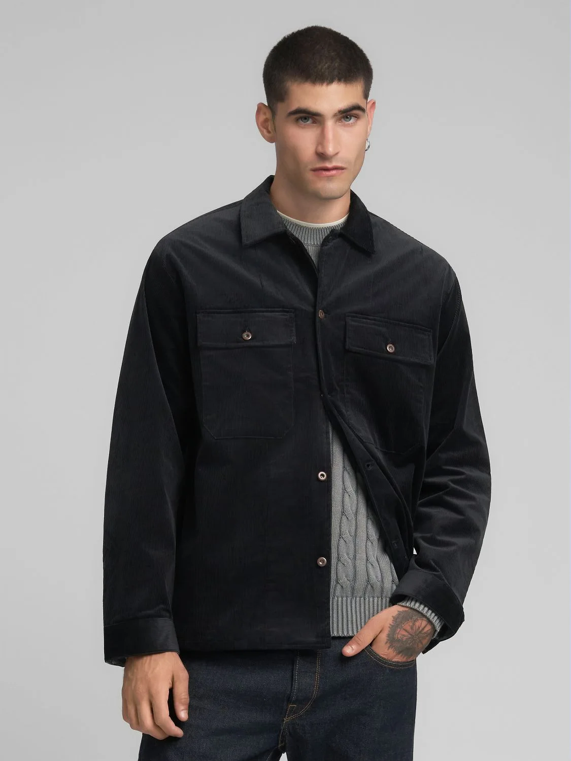 REPLAY CORDUROY OVERSHIRT M8493 .000.85348 BLACK 2