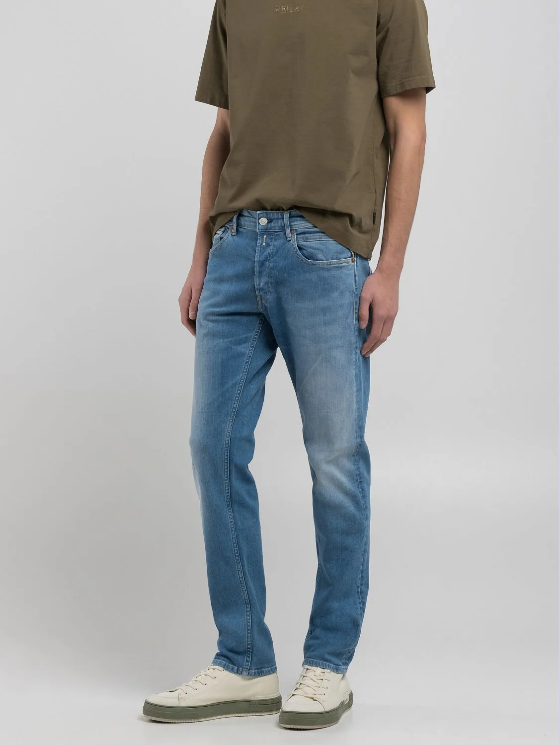 REPLAY BLUE JEANS リプレイ 圧縮 ニット ウール Pコート Dark denim jacket Medium blue | Replay Jeans