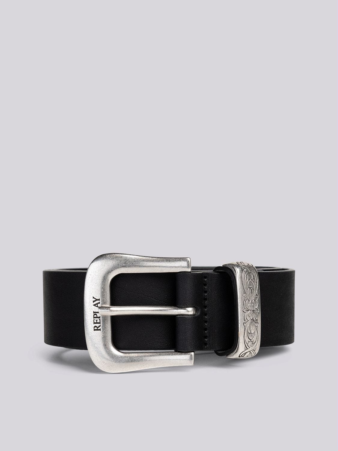 Belt with engraved belt loop Black | Replay Jeans