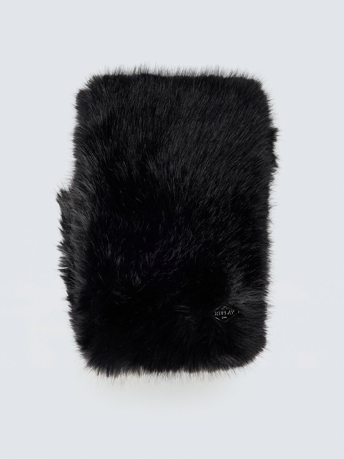 REPLAY FAUX FUR SCARF WITH DIAMOND LOGO AW00AU.000.A7243T BLACK 1