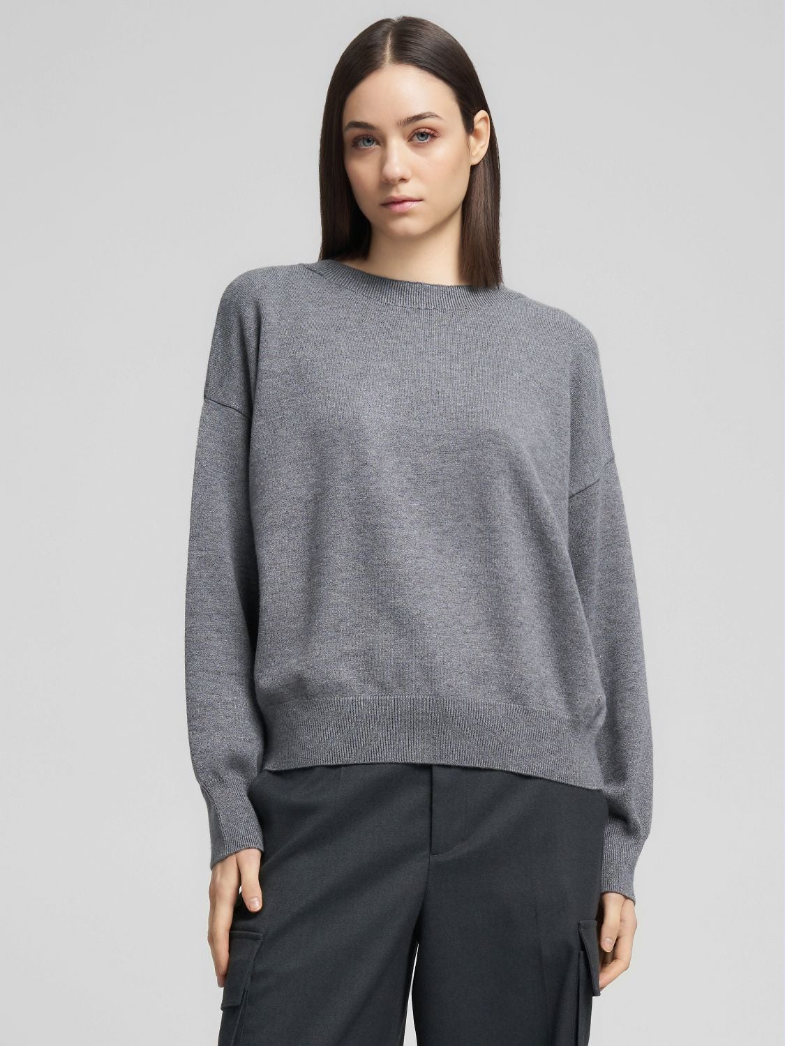 REPLAY CREW-NECK PULLOVER WITH WIDE SLEEVES DK3901.000.G23372 IRON MELANGE 2