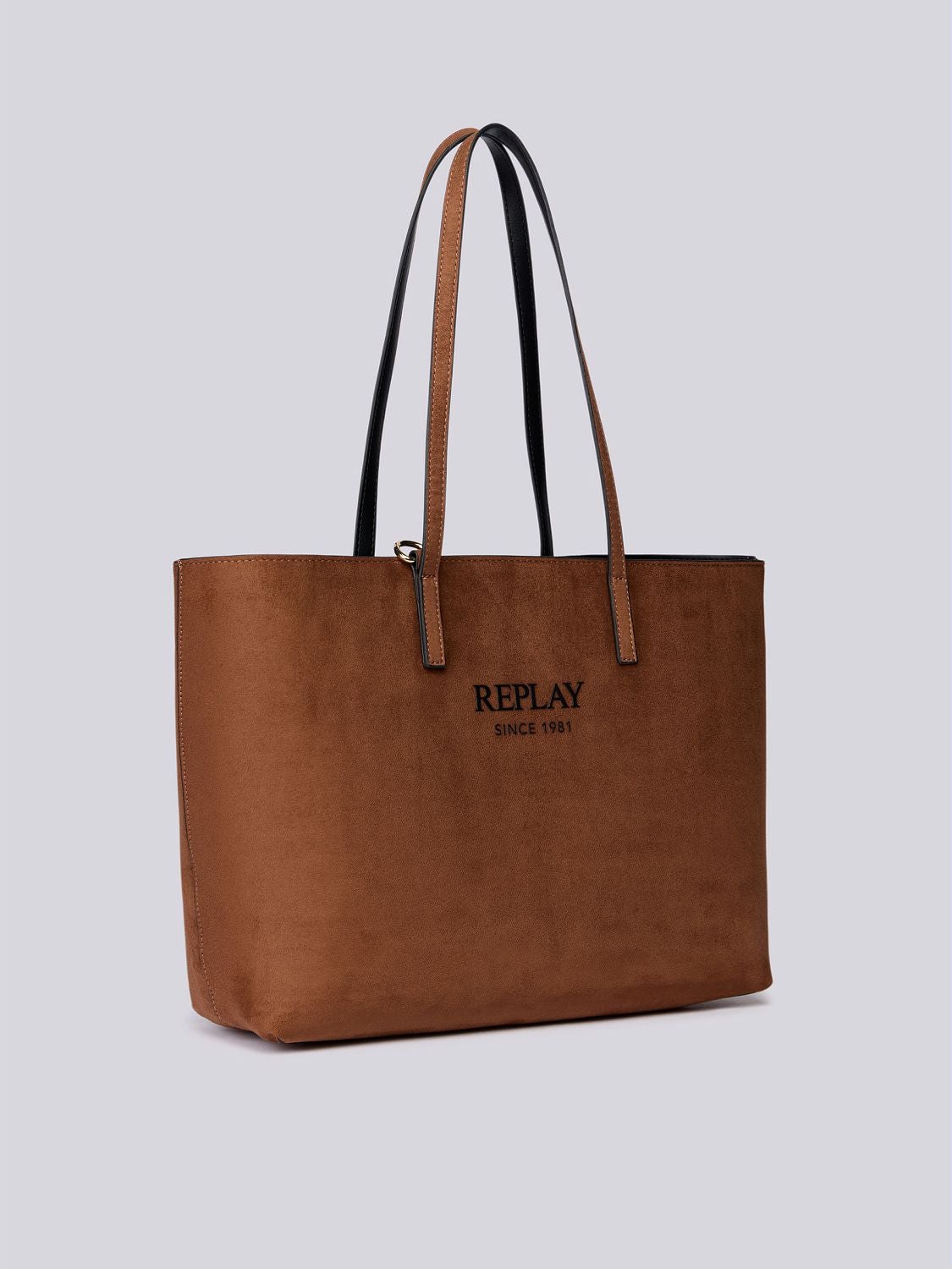 Reversible tote bag with clutch Cambridge brown + black | Replay Jeans