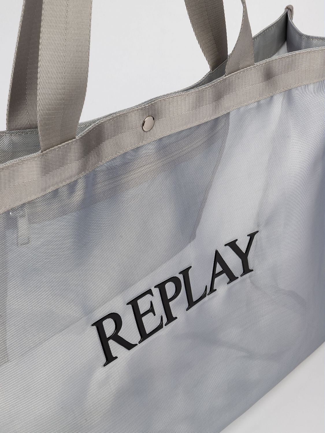 Mesh shopper bag with lettering Silver | Replay Jeans