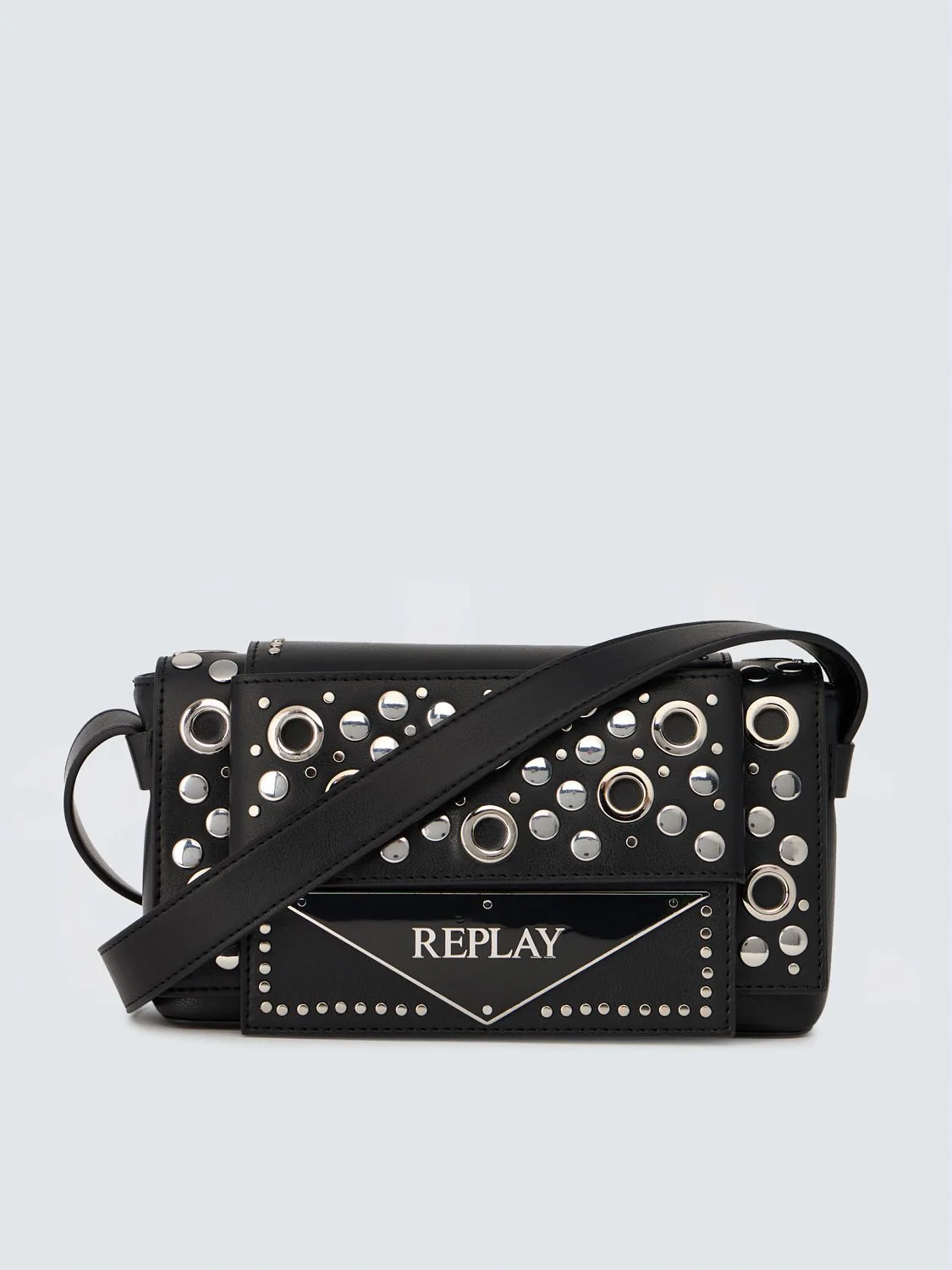 REPLAY BAG WITH STUDS AND EYELETS FW01BK.000.A7243S BLACK 1