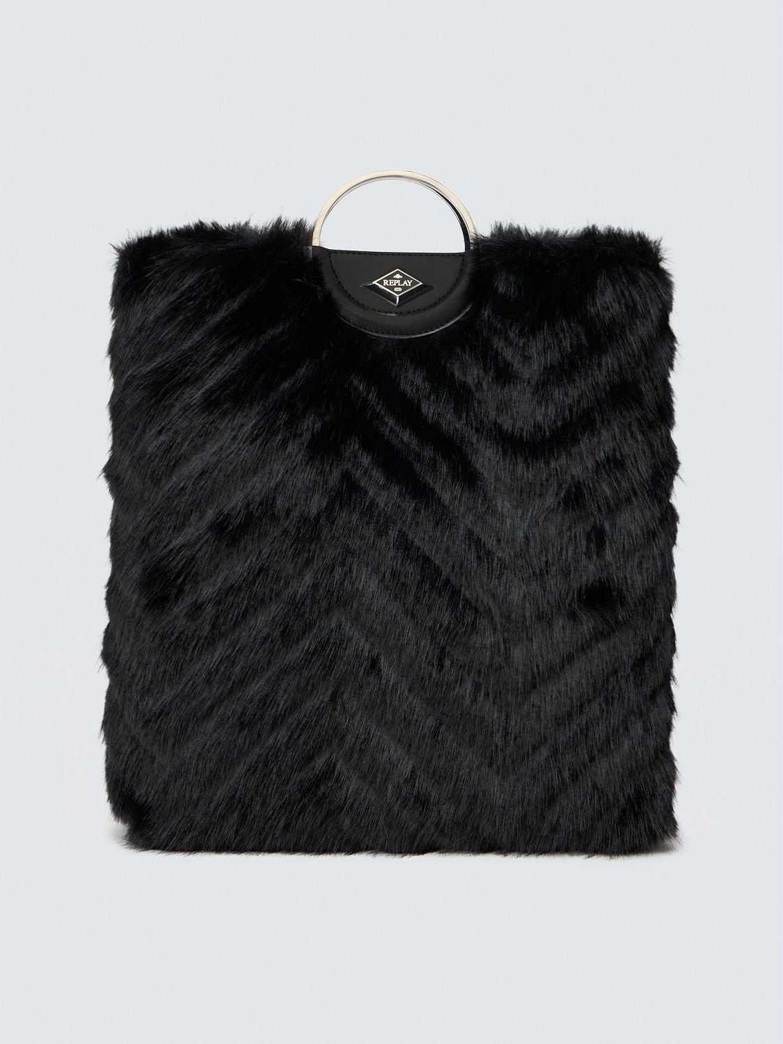 REPLAY FOLDABLE FAUX FUR BAG FW01BQ.000.A7243T BLACK 1