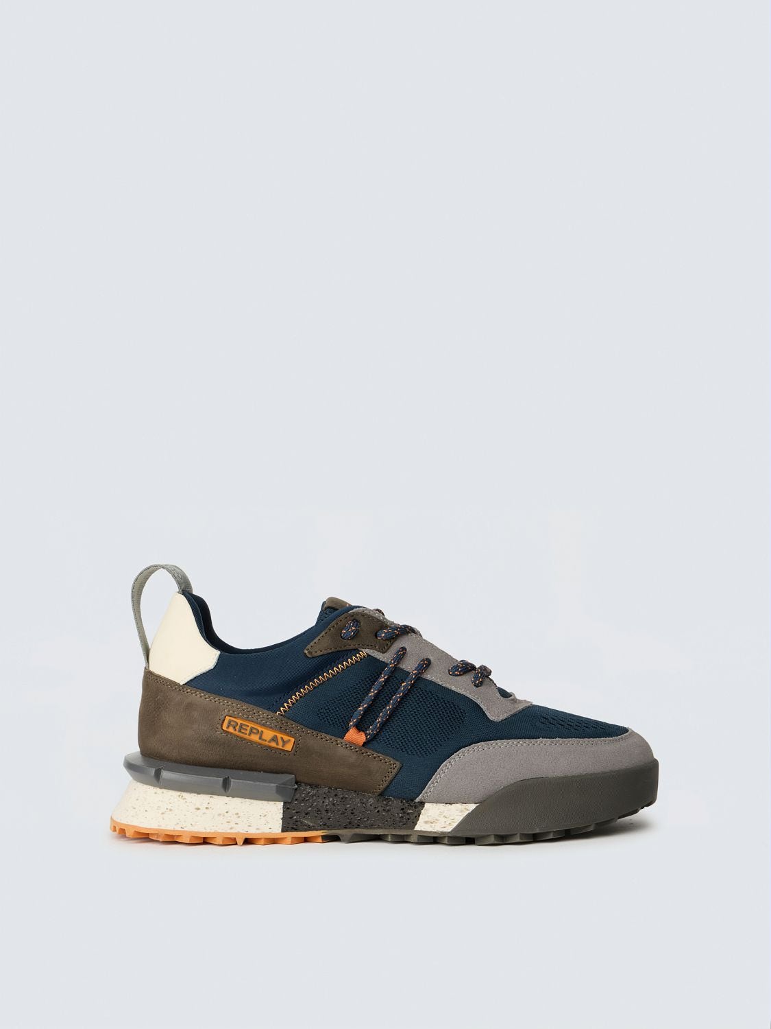 Field jupiter engineered 2 lace-up sneakers Navy grey | Replay Jeans
