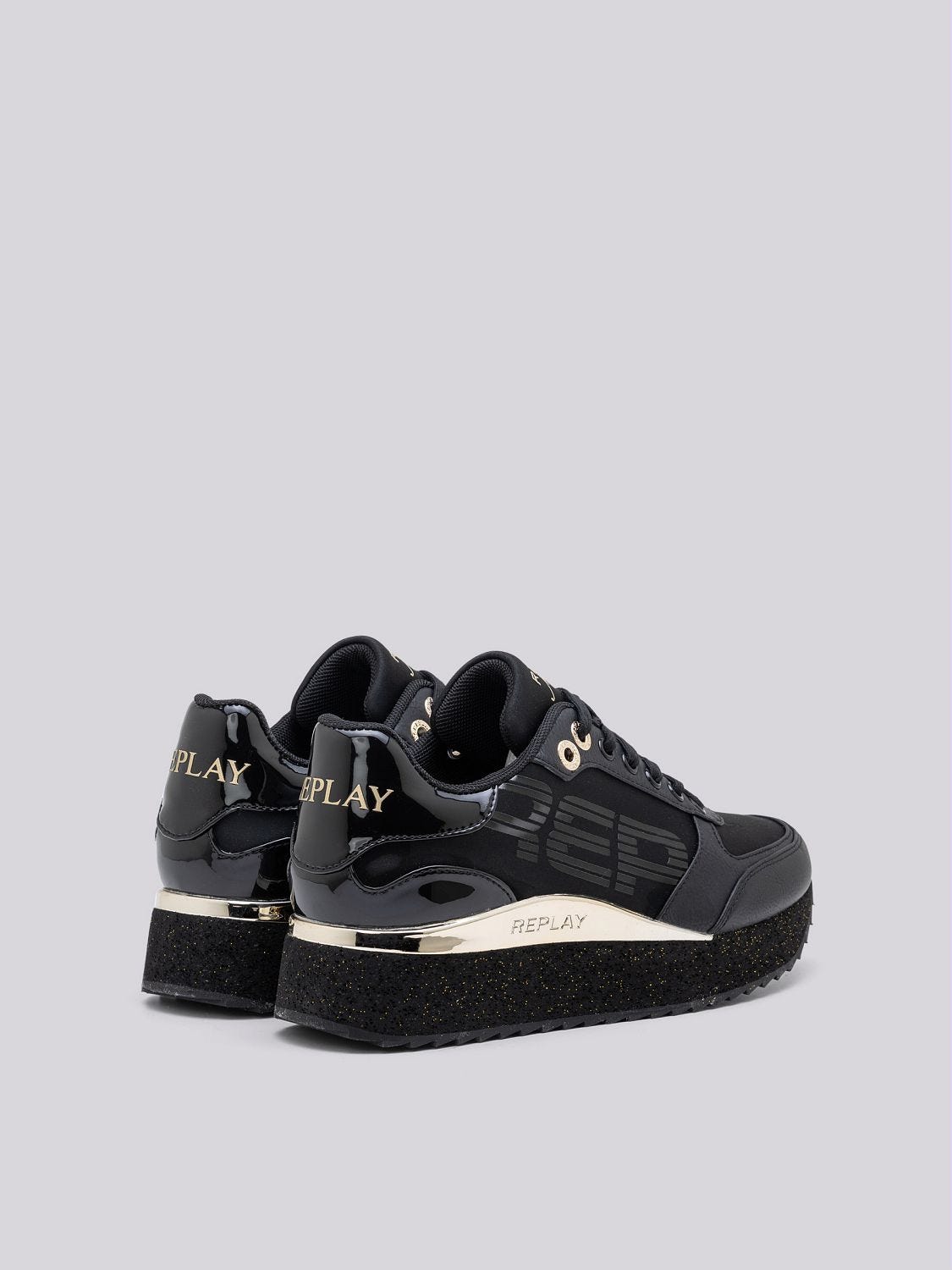 Penny wave platform sneakers with lettering Black | Replay Jeans Penny wave platform sneakers with lettering Black | Replay Jeans