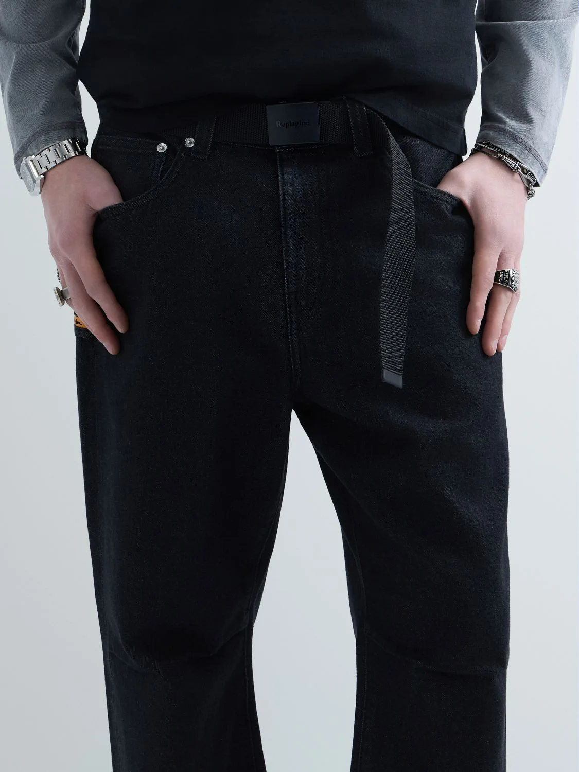 Replay inc. unisex straight-fit jeans Black delavé | Replay Jeans